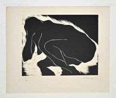 The Nude - Woodcut by Claude Bogratchew - 1970s