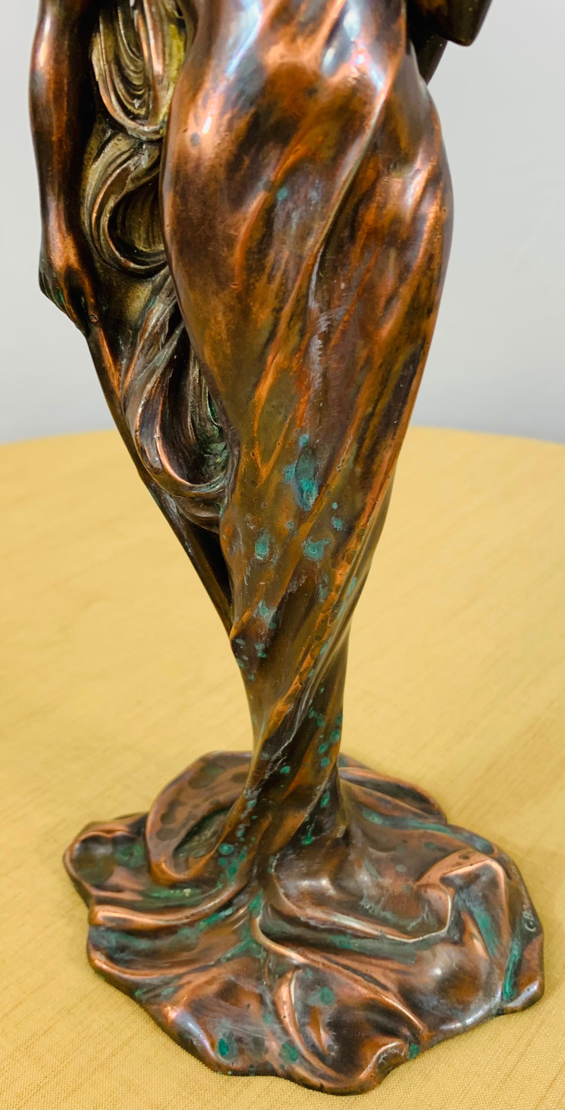 Claude Bonnefond Art Nouveau Statue ou chandelier de femme, une paire en vente 5