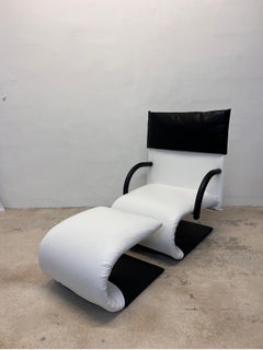 Claude Brisson Postmodern Zen Lounge Chair and Ottoman for Ligne Roset, 1980s