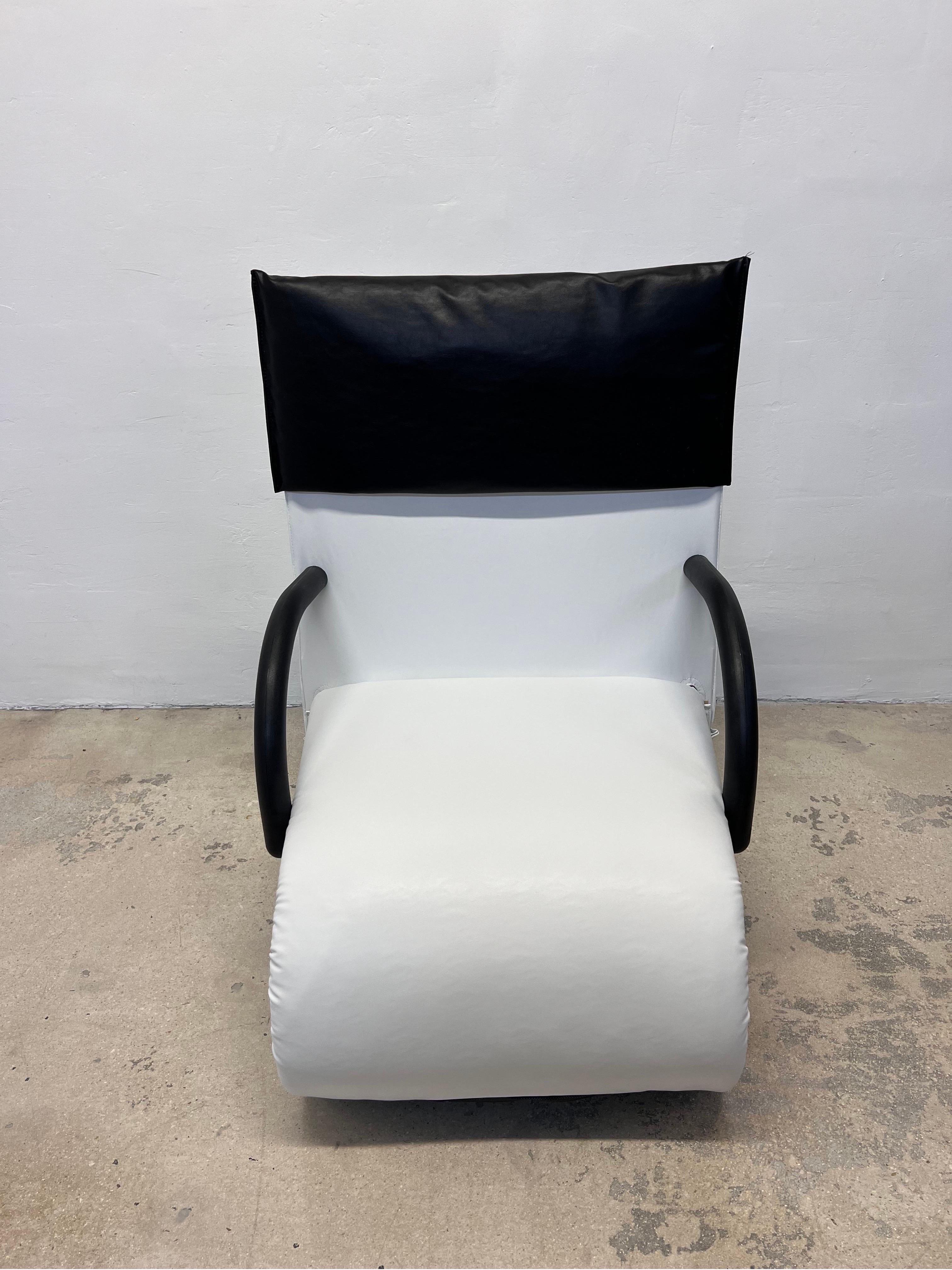Faux Leather Claude Brisson Postmodern Zen Lounge Chair and Ottoman for Ligne Roset, 1980s For Sale