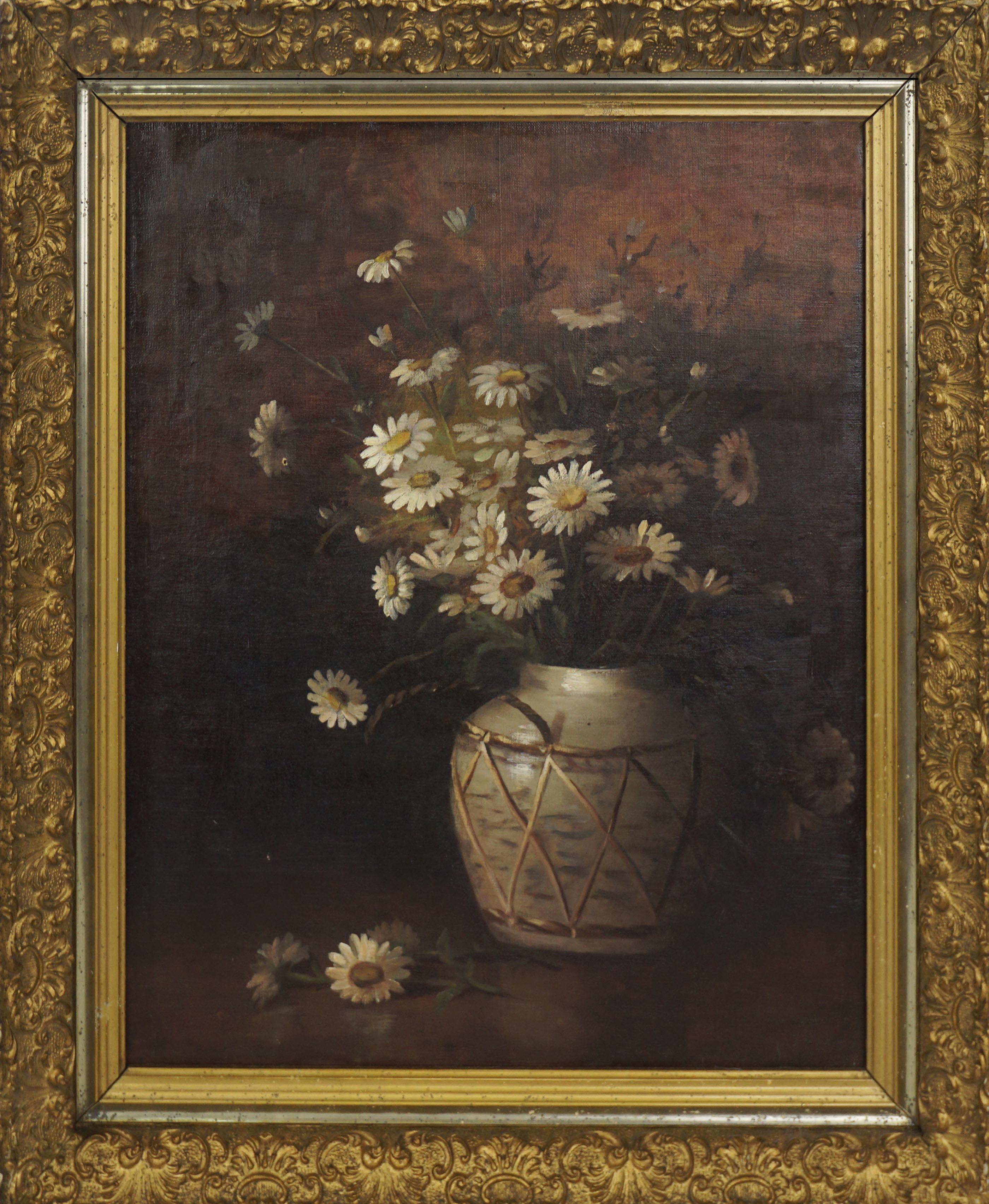 Realistisches Blumenstillleben „ Daisies in a Jug“ von Claude Buck, frühes 20. Jahrhundert
