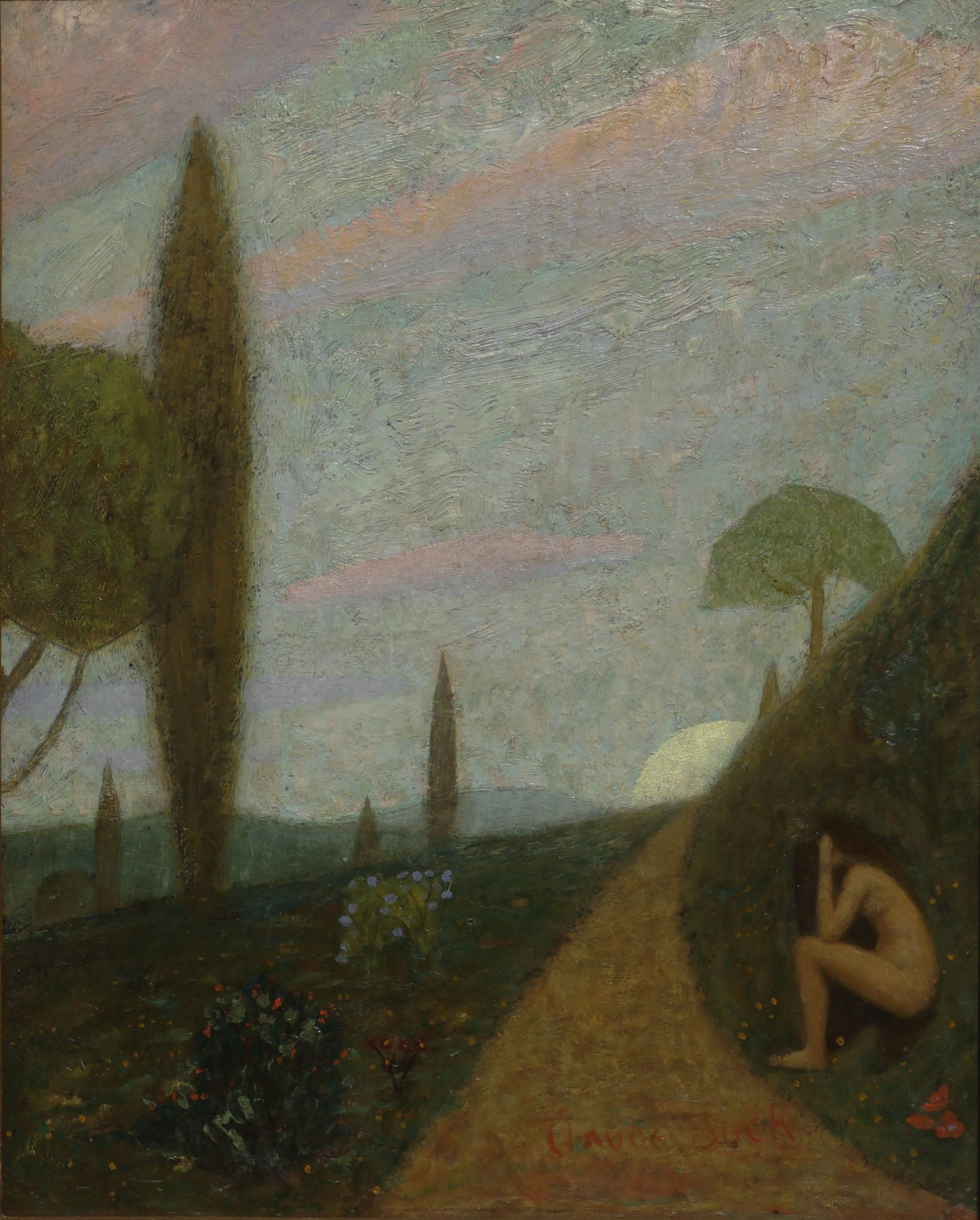 Thoughts -- Women Figurative in Landscape - Painting by Claude Buck