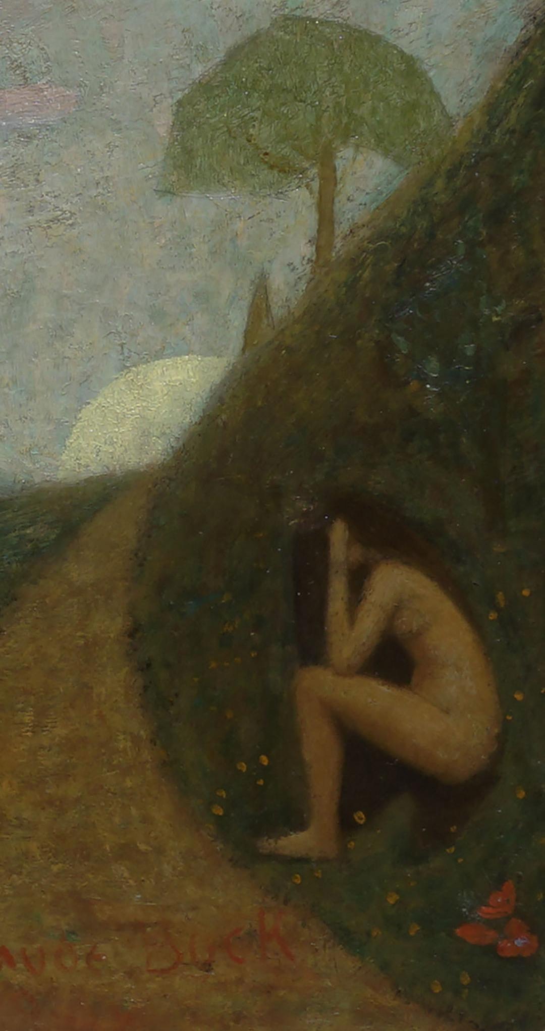 Thoughts -- Women Figurative in Landscape - Symbolist Painting by Claude Buck