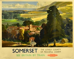 Original Vintage British Railways Travel Poster Somerset Claude Buckle Train Art