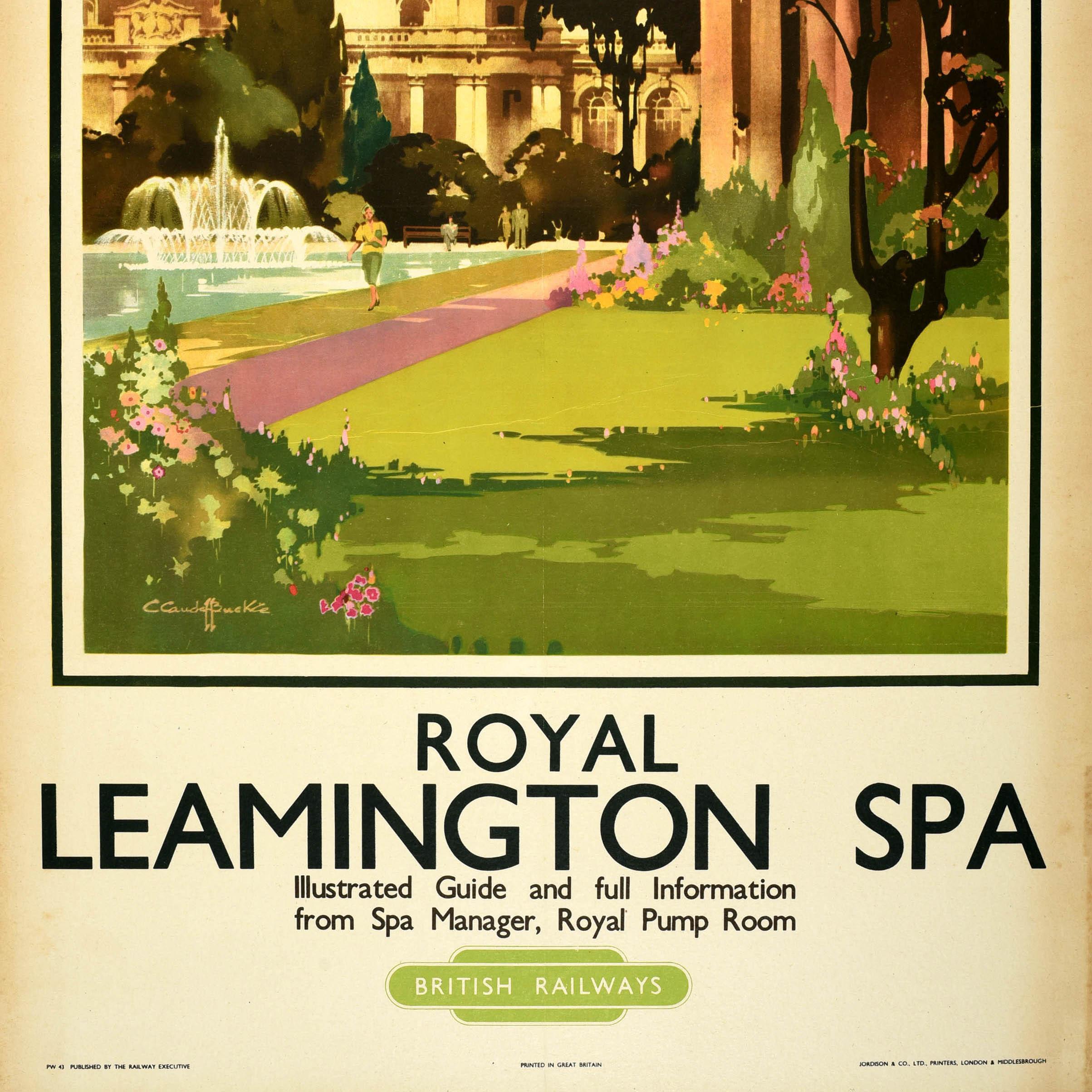 Original Vintage Railway Travel Poster Royal Leamington Spa Claude Henry Buckle - Beige Print by Claude Buckle