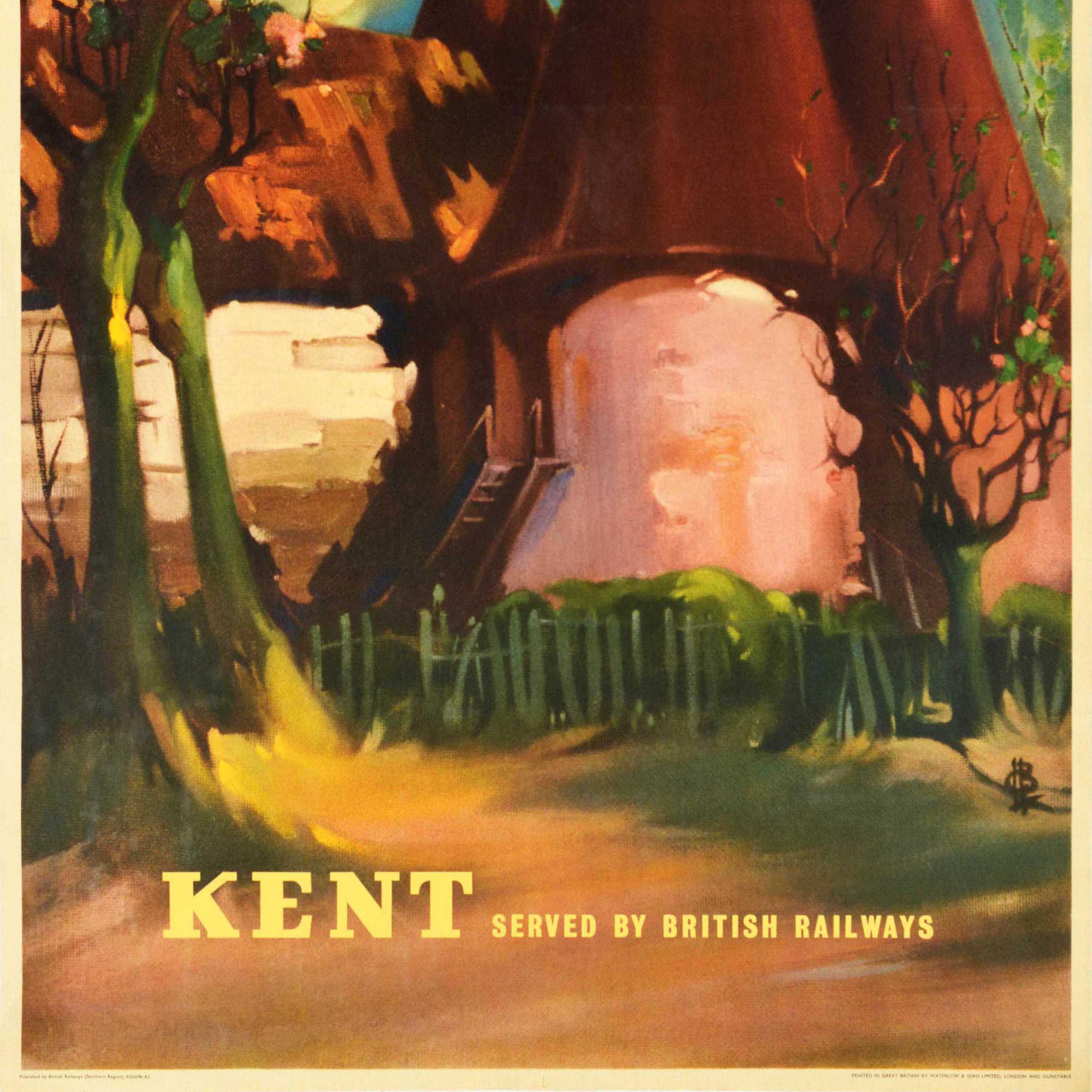 Original Vintage Travel Poster Kent British Railways Oast House Claude Buckle For Sale 2