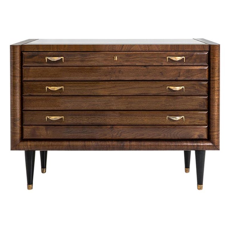 Claude Cabinet Bespoke Walnut With Antique Brass Handles And Feet