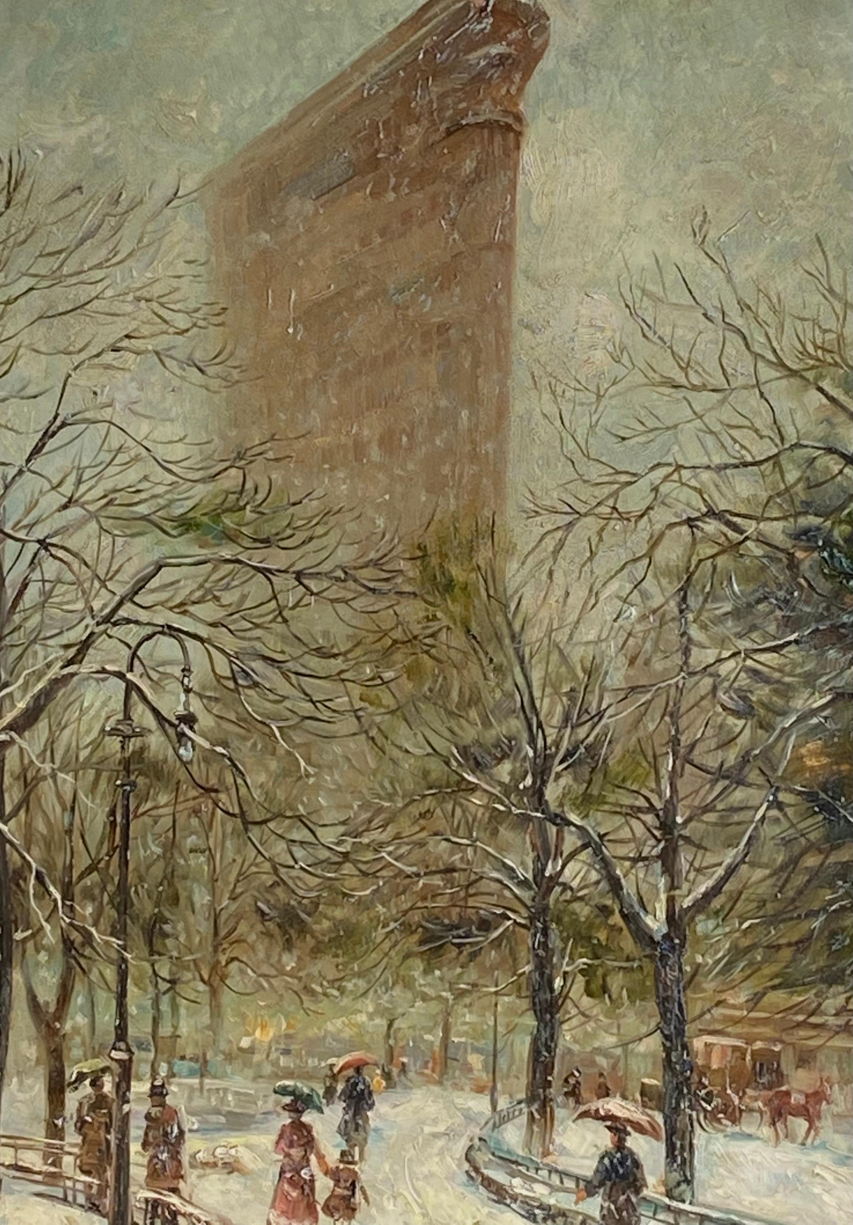 “Flatiron Building, New York” - Post-Impressionist Painting by Claude Cahill Cooper