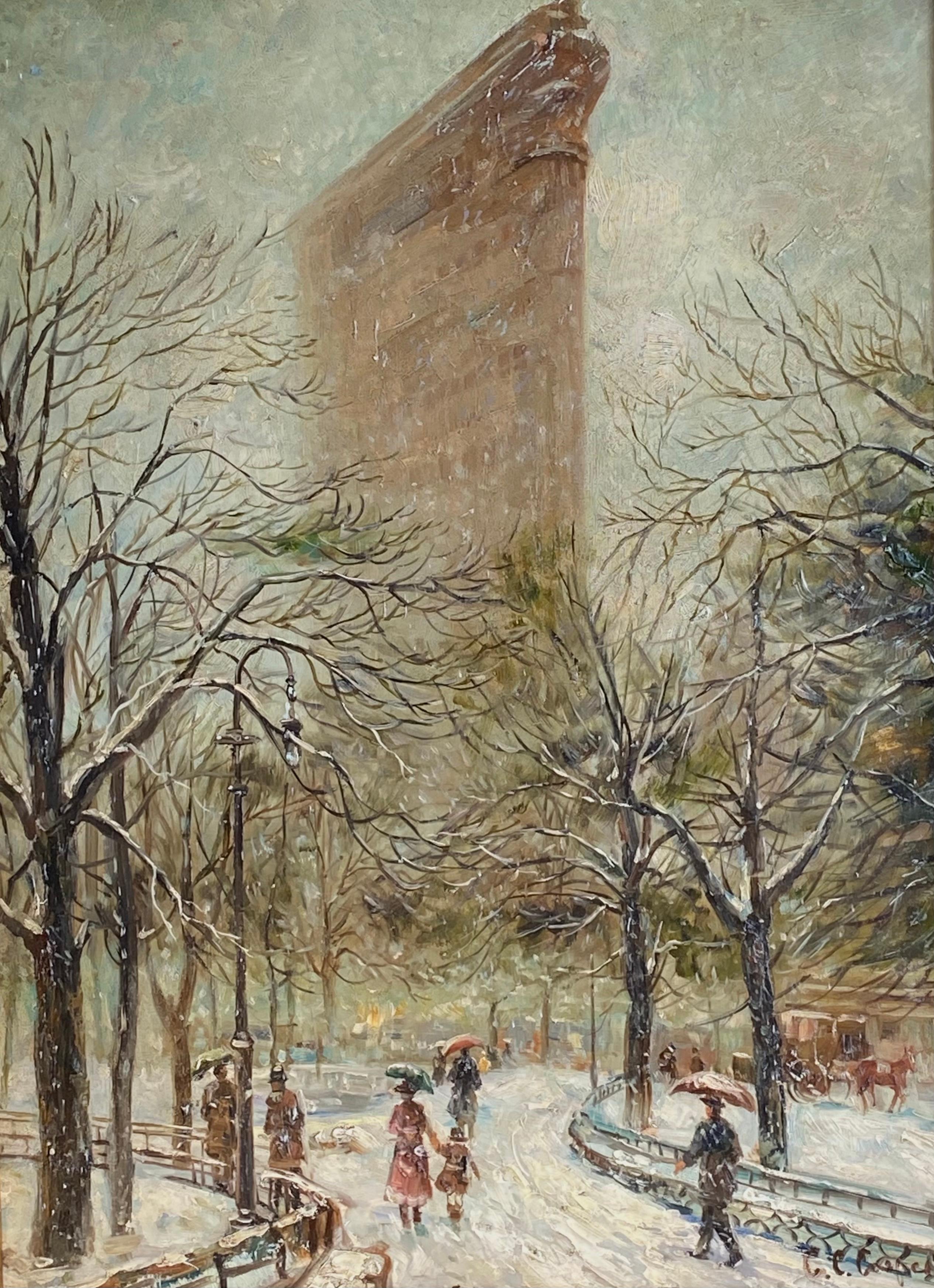Claude Cahill Cooper Landscape Painting - “Flatiron Building, New York”