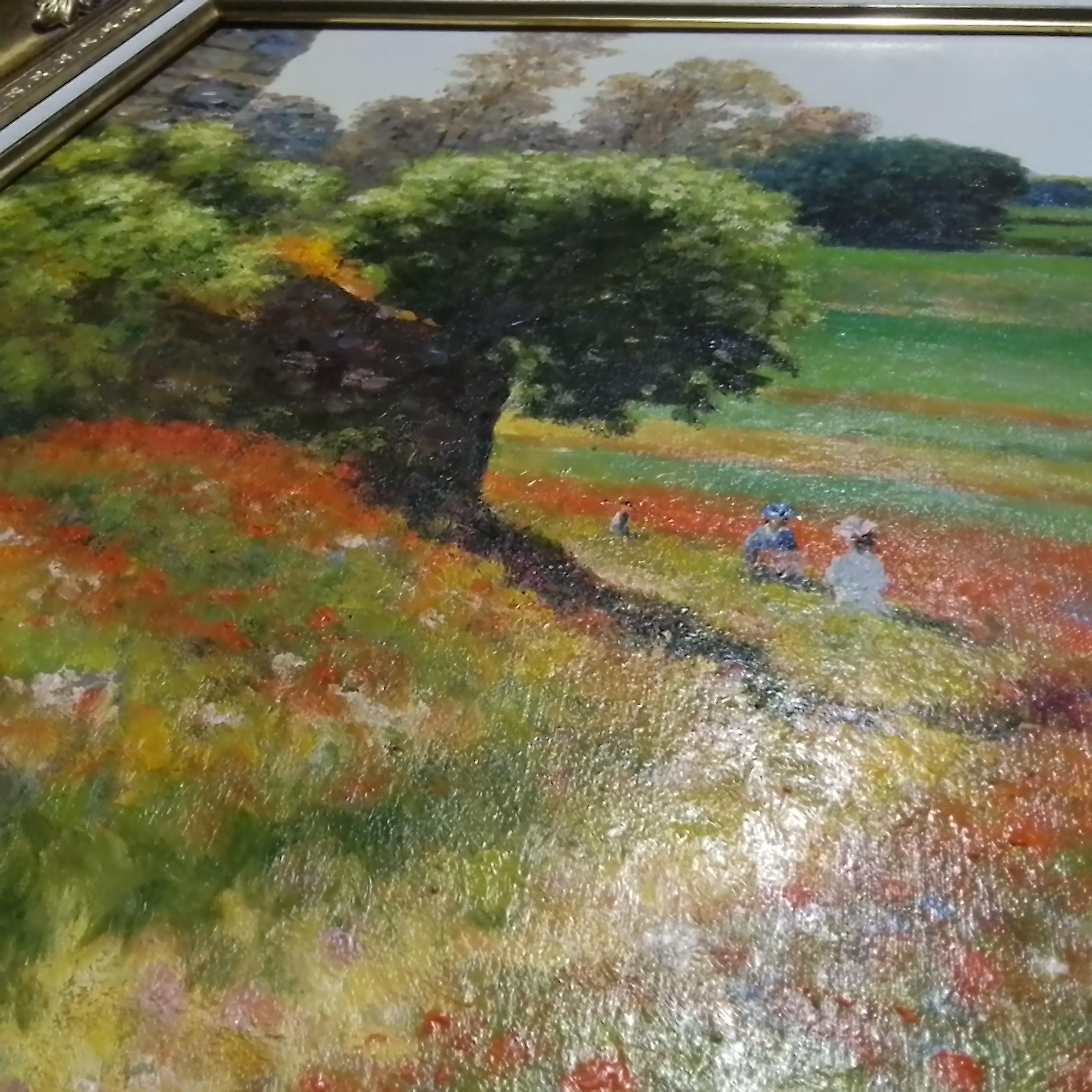 ANTOINE CAMBOUR. Il campo di papaveri vicino a Giverny, olio su tela, firmato in basso a sinistra in vendita 5