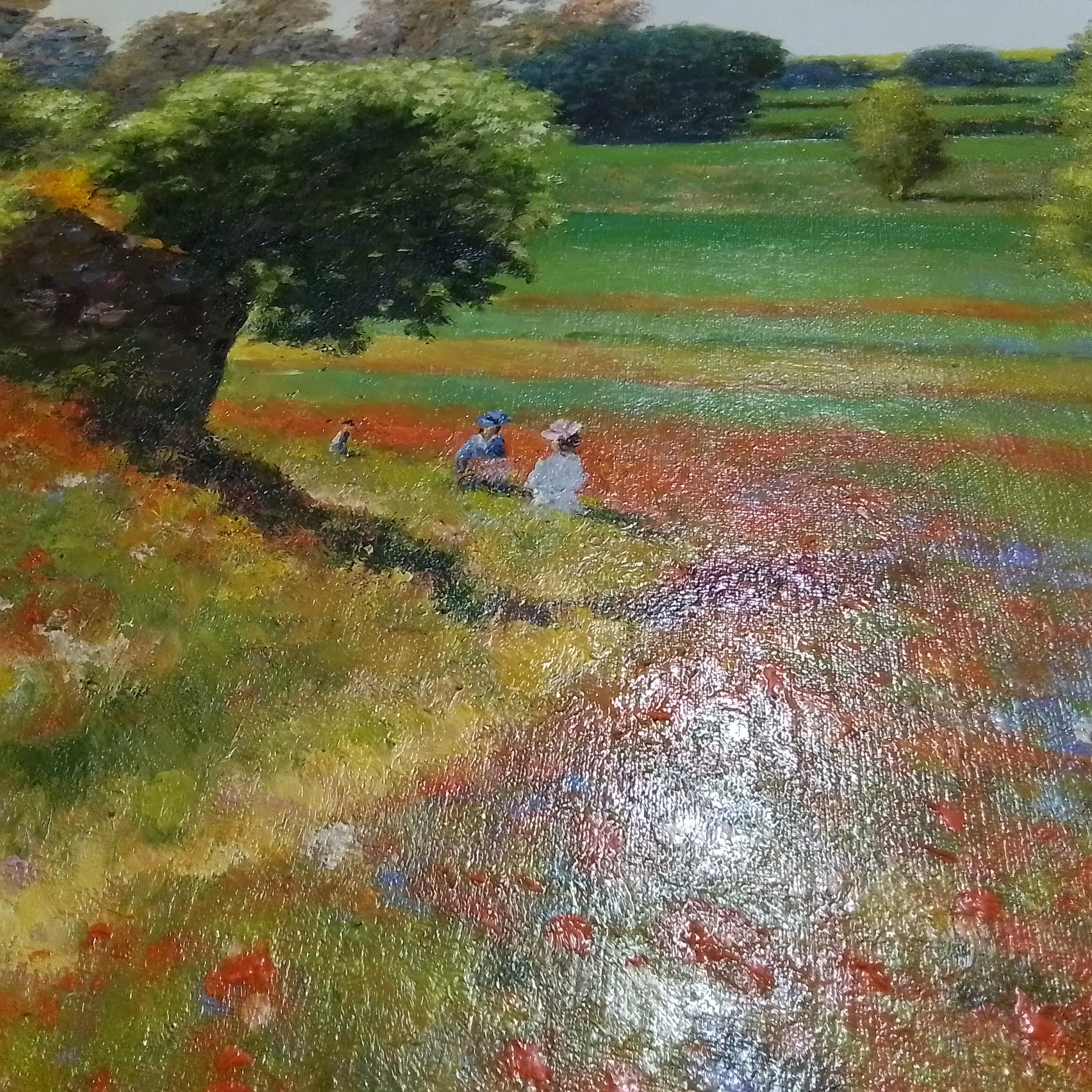 ANTOINE CAMBOUR. Il campo di papaveri vicino a Giverny, olio su tela, firmato in basso a sinistra in vendita 4