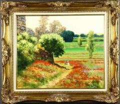 ANTOINE CAMBOUR. Das Mohnblumenfeld in der Nähe von Giverny, Öl auf Leinwand, unten links signiert