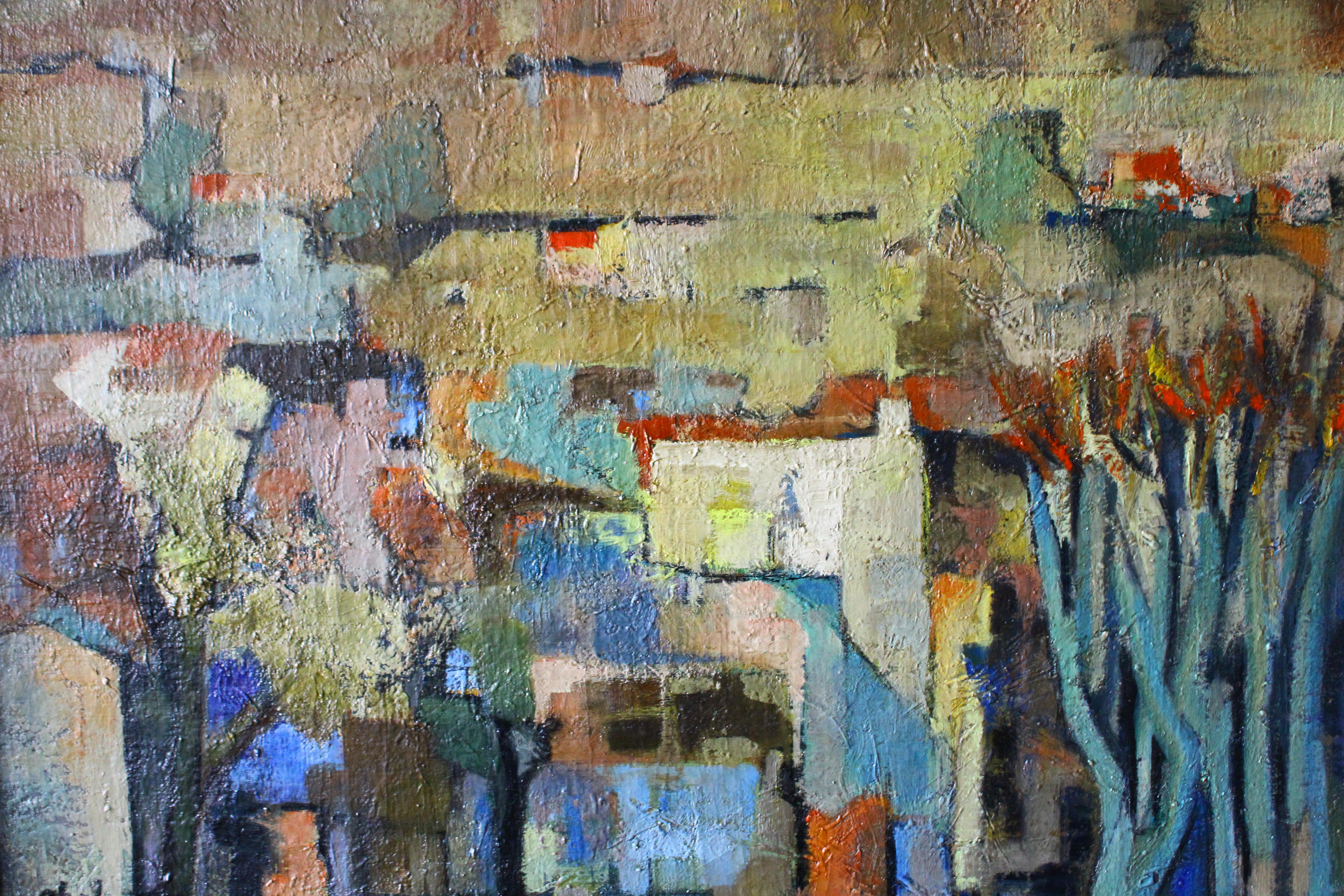 Claude Chabert - Large Vintage Landscape Abstract Impressionist Oil ...
