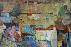 Large Vintage Landscape Abstract Impressionist Oil Painting of Provence, France