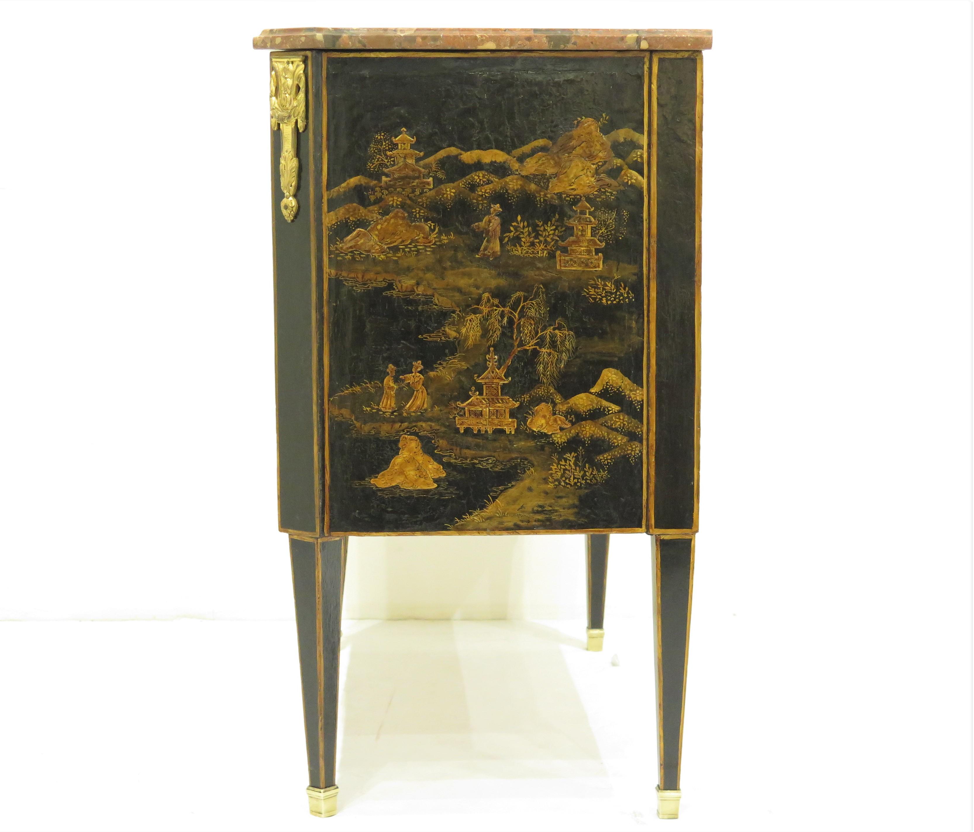 English Claude-Charles Saunier (French, 1735-1807) Petite Louis XVI Chinoiserie Commode For Sale