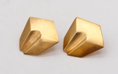 Claude Chavent Paris 1980 Geometric Earrings In Sterling With 18Kt Gold Vermeil