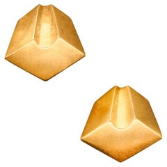 Claude Chavent Paris 1980 Geometrische Ohrringe in Sterling mit 18Kt Gold Vermeil