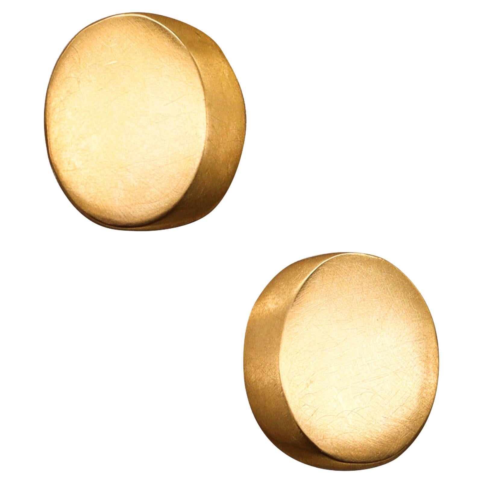 Claude Chavent Paris Geometric Oval Earrings In Sterling With 18Kt Gold Vermeil For Sale