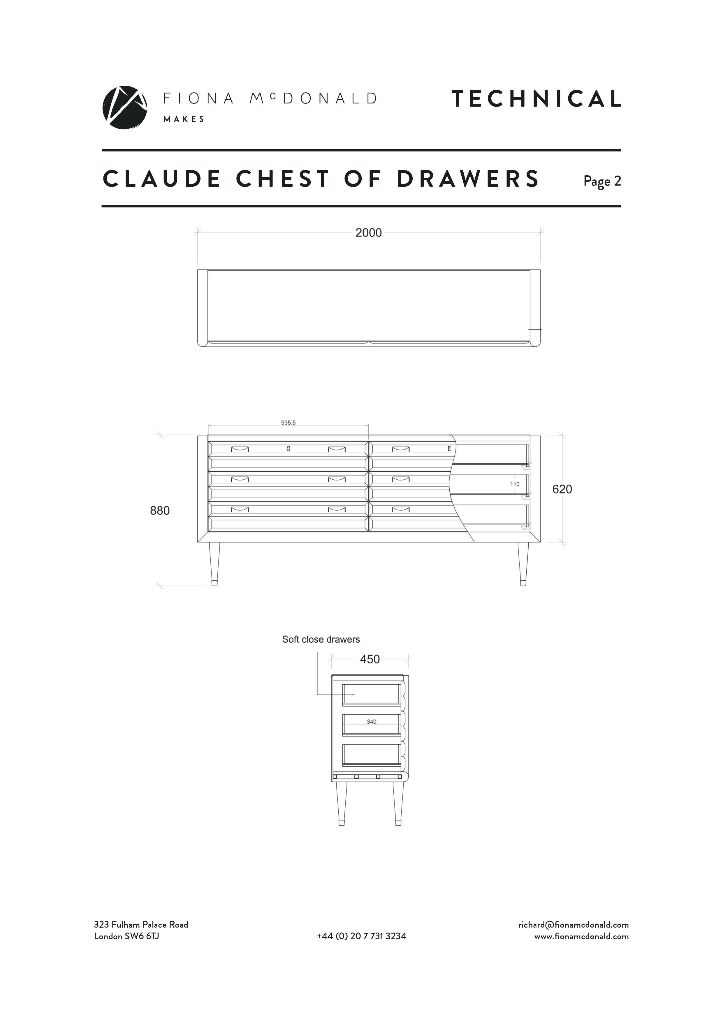 Claude Sideboard - Bespoke - Walnut with Antique Brass Handles and Feet im Angebot 2