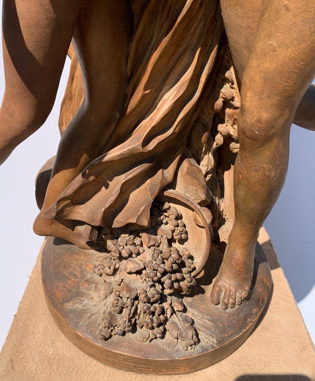 Claude Clodion workshop (French) - 19th century Terracotta sculpture - Bacchanal For Sale 12