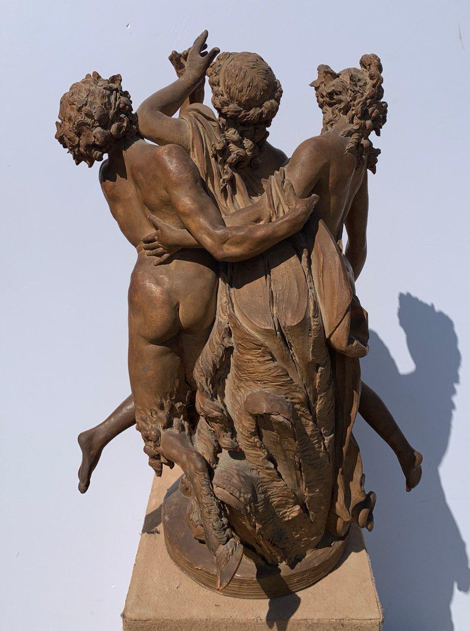 Claude Clodion workshop (French) - 19th century Terracotta sculpture - Bacchanal For Sale 18