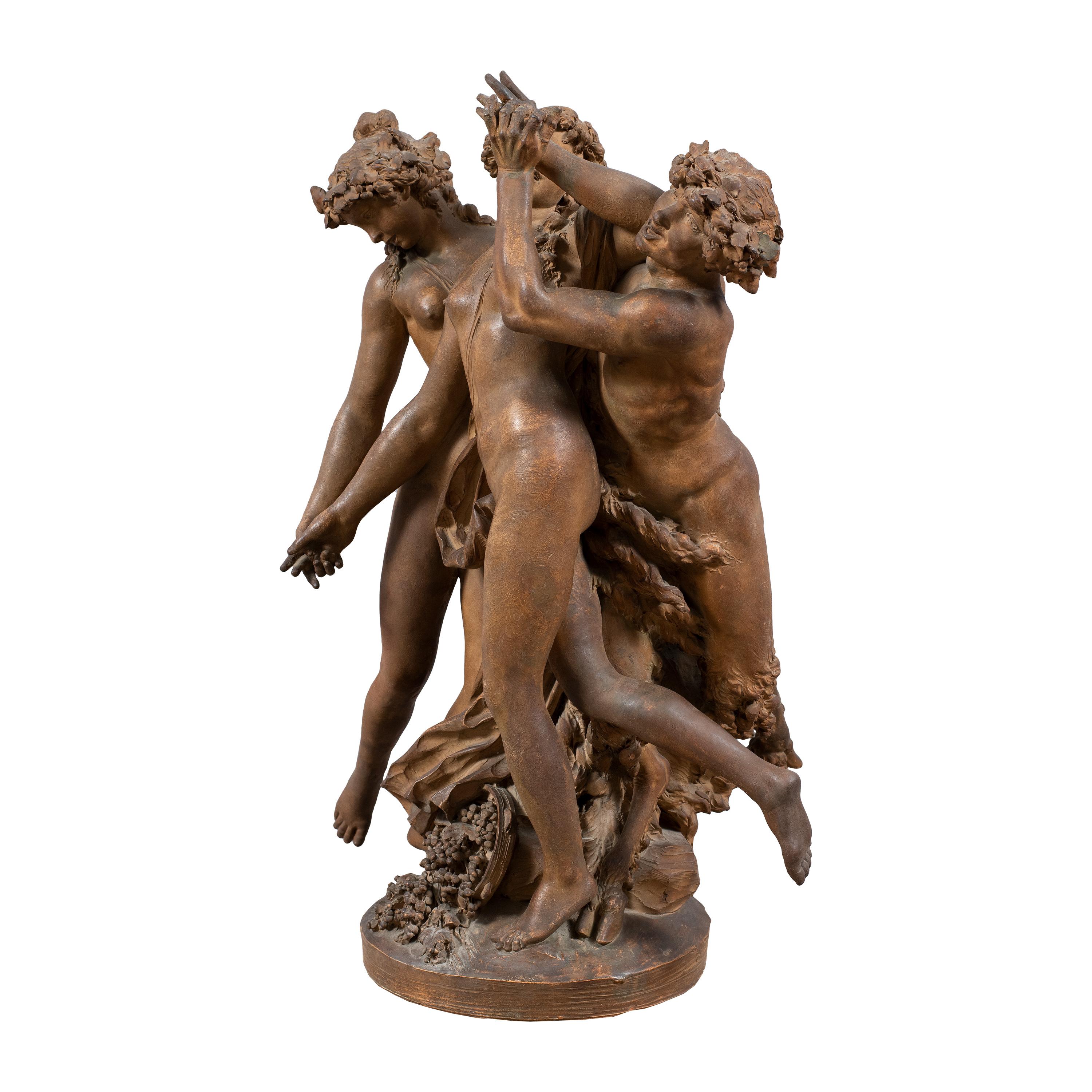 Claude Clodion workshop (French) - 19th century Terracotta sculpture - Bacchanal For Sale 1