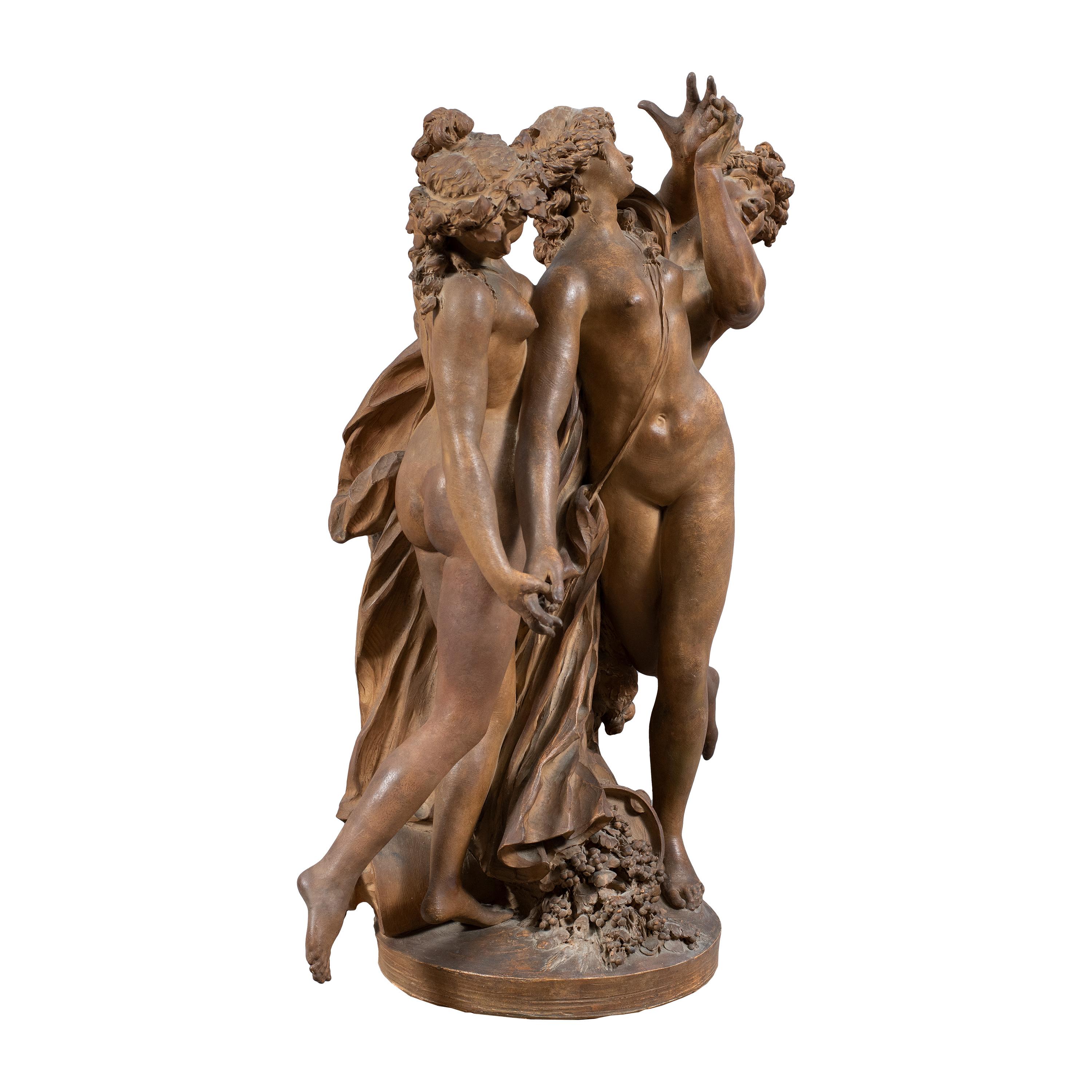 Claude Clodion workshop (French) - 19th century Terracotta sculpture - Bacchanal For Sale 2