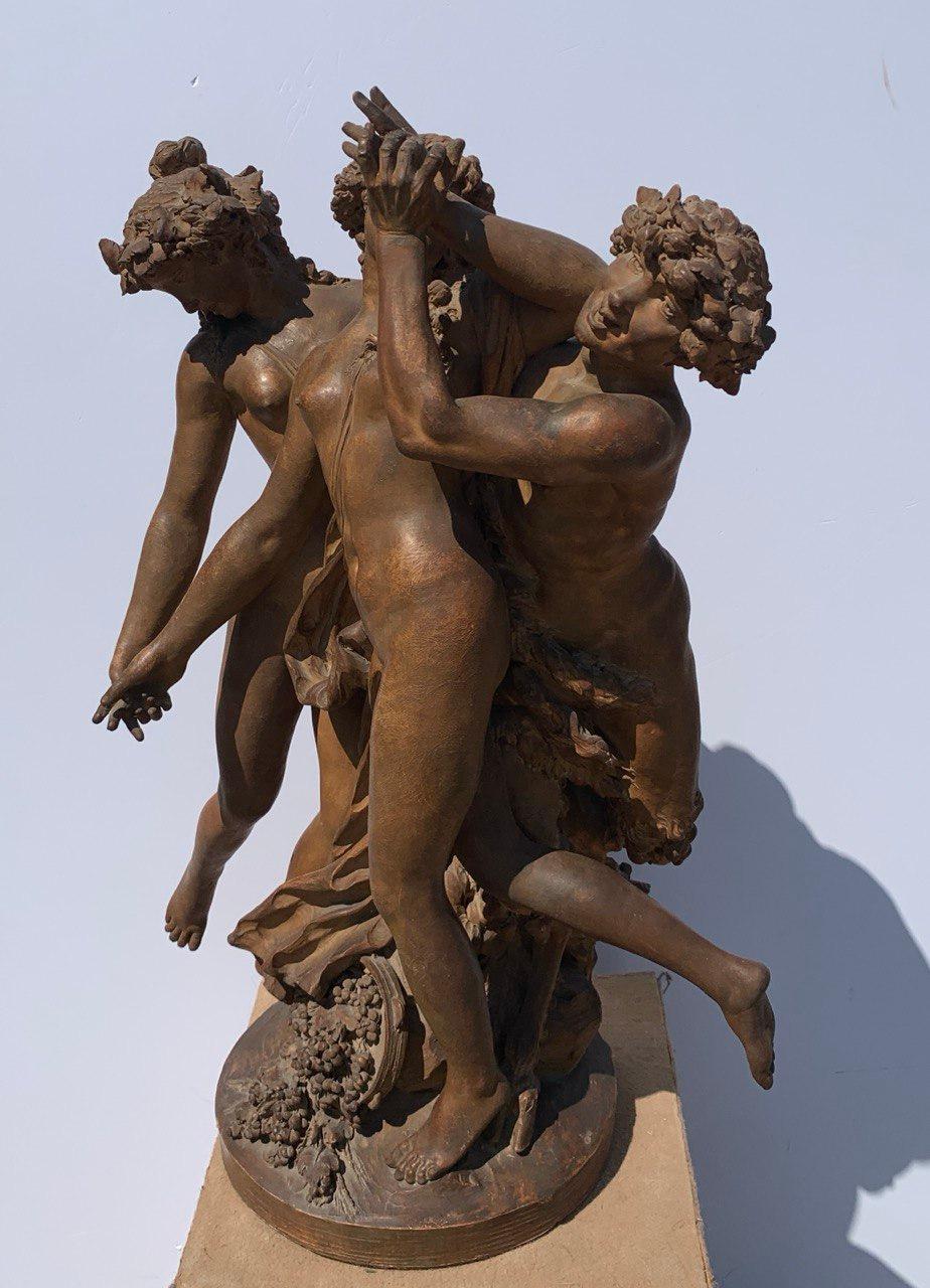 Claude Clodion workshop (French) - 19th century Terracotta sculpture - Bacchanal For Sale 5