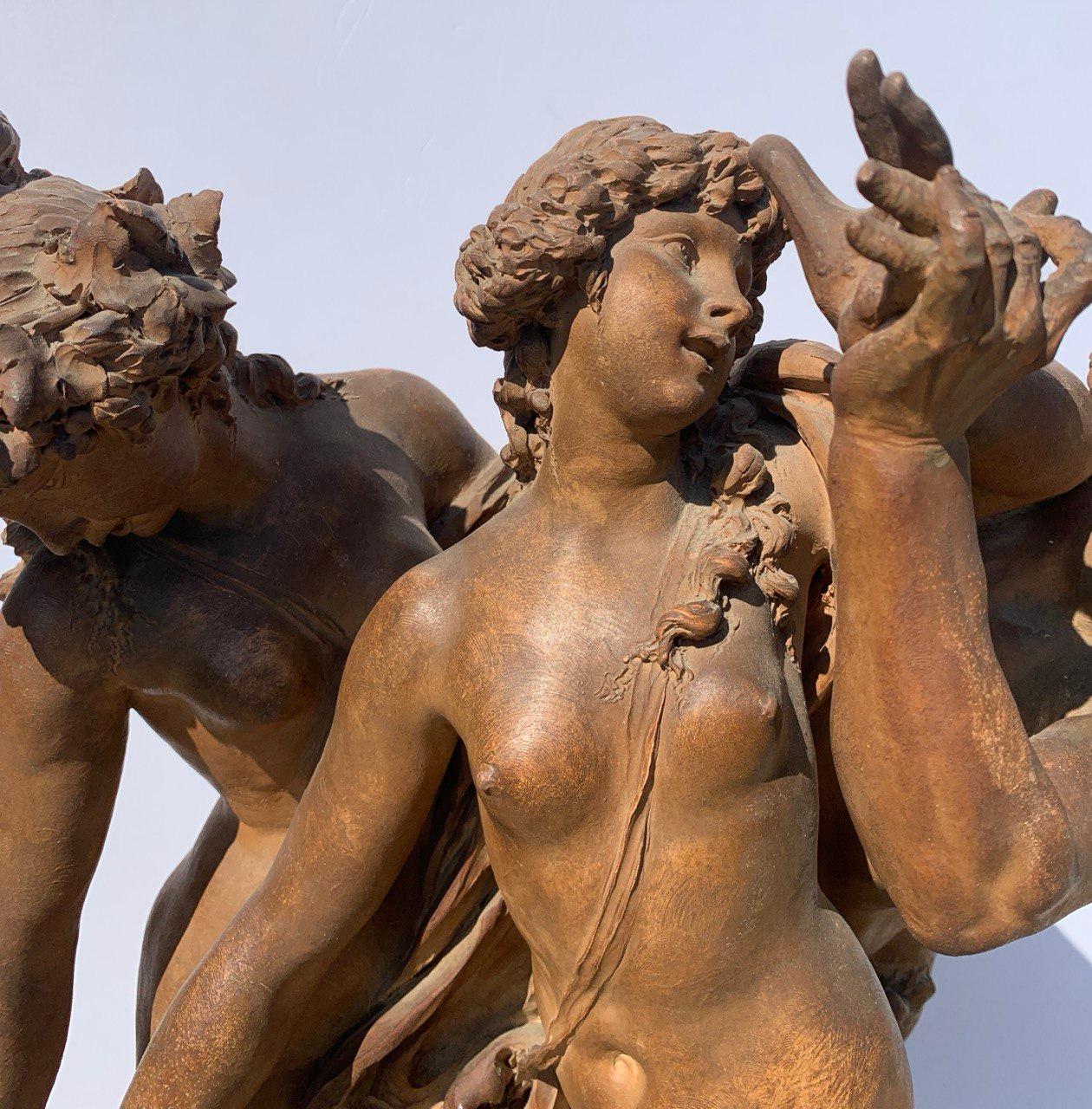 Claude Clodion workshop (French) - 19th century Terracotta sculpture - Bacchanal For Sale 7