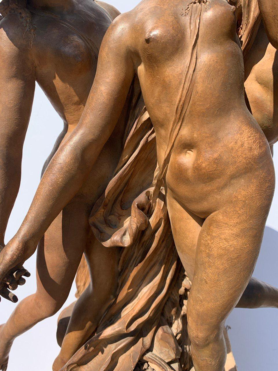 Claude Clodion workshop (French) - 19th century Terracotta sculpture - Bacchanal For Sale 8