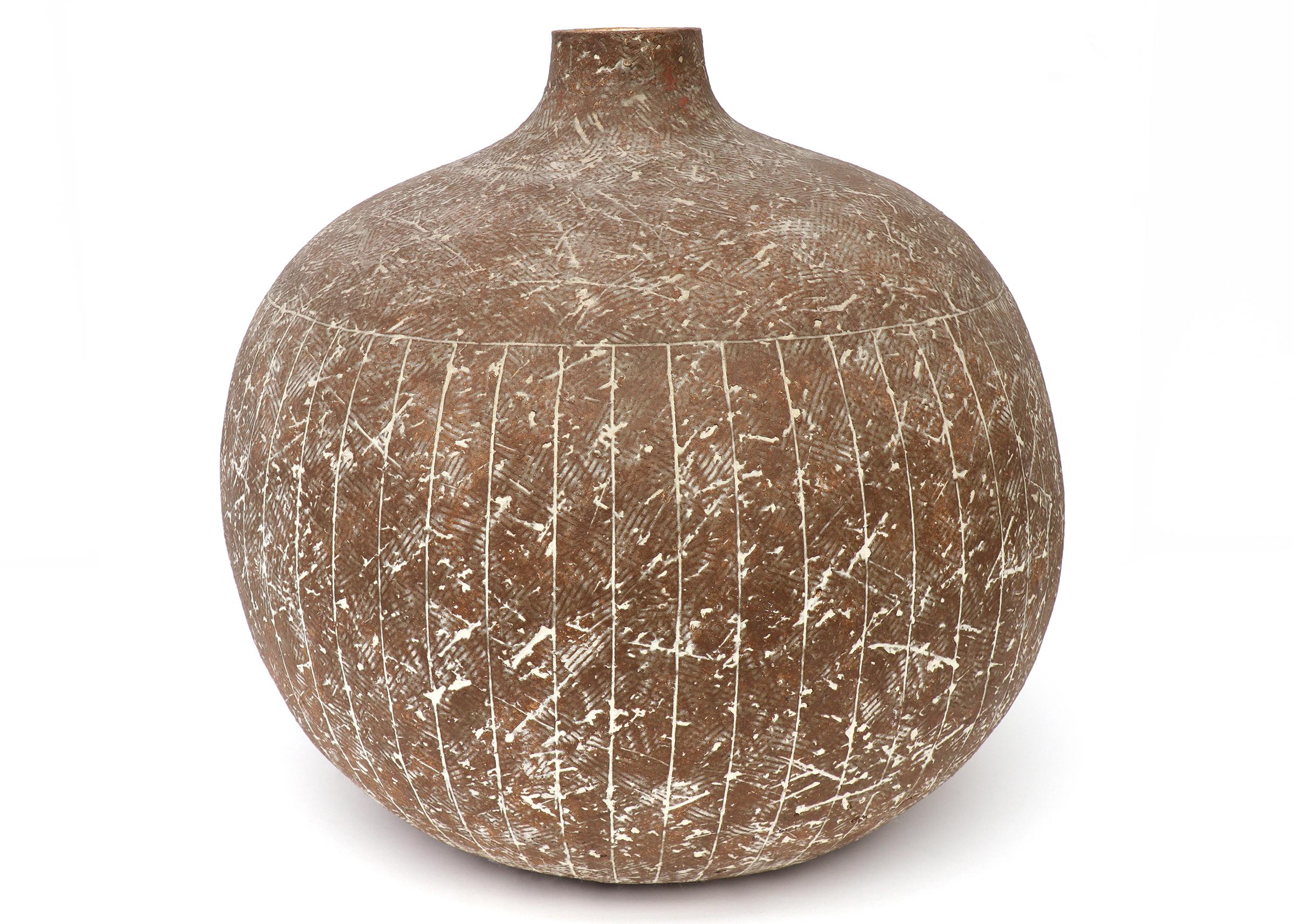1960s Ceramic Pot by Claude Conover, Abstract Line Etching Design, Venel Artwork For Sale 1