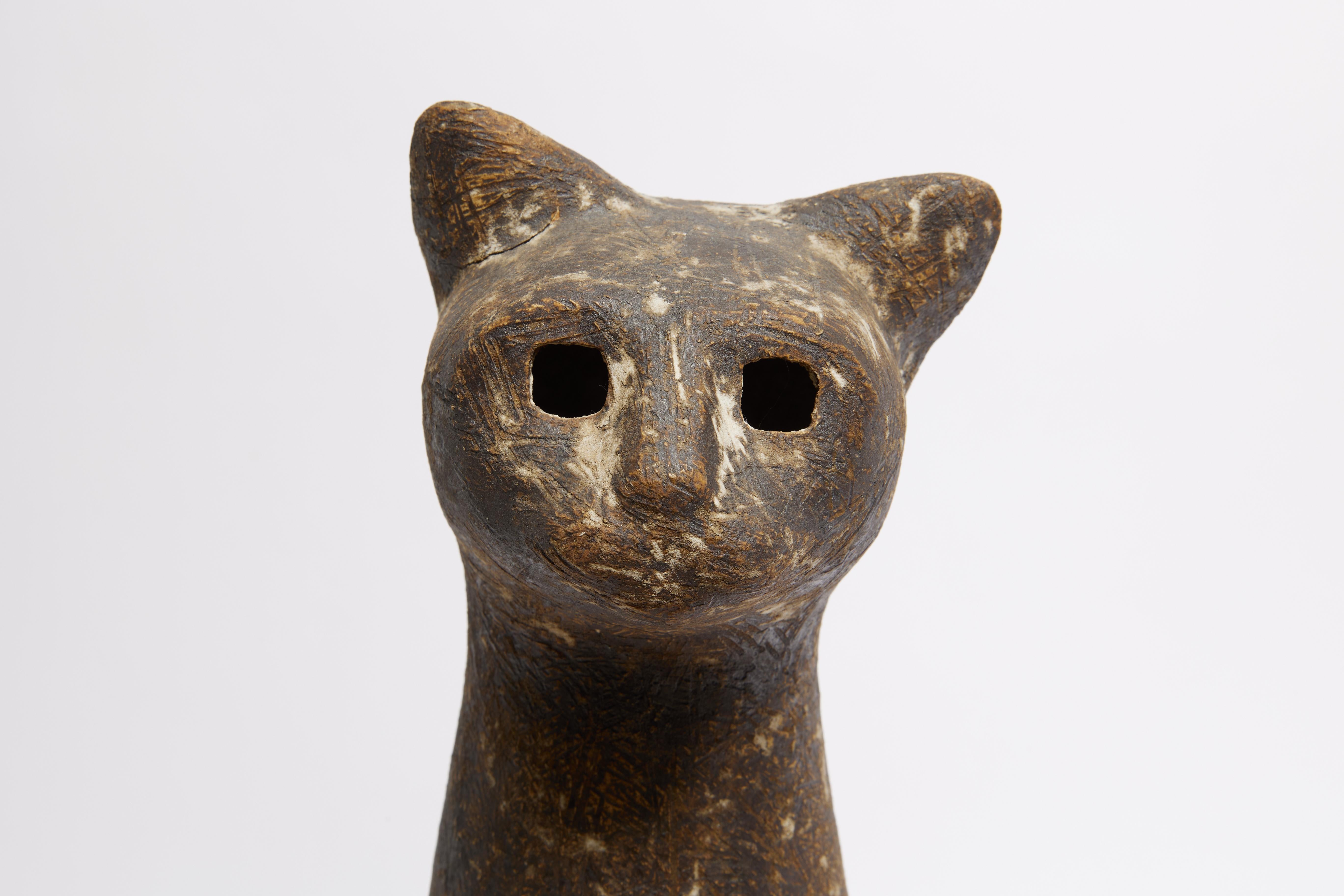 Mid-Century Seated Egyptian Cat, Glazed Stoneware, Cleveland School Artist - Sculpture by  Claude Conover