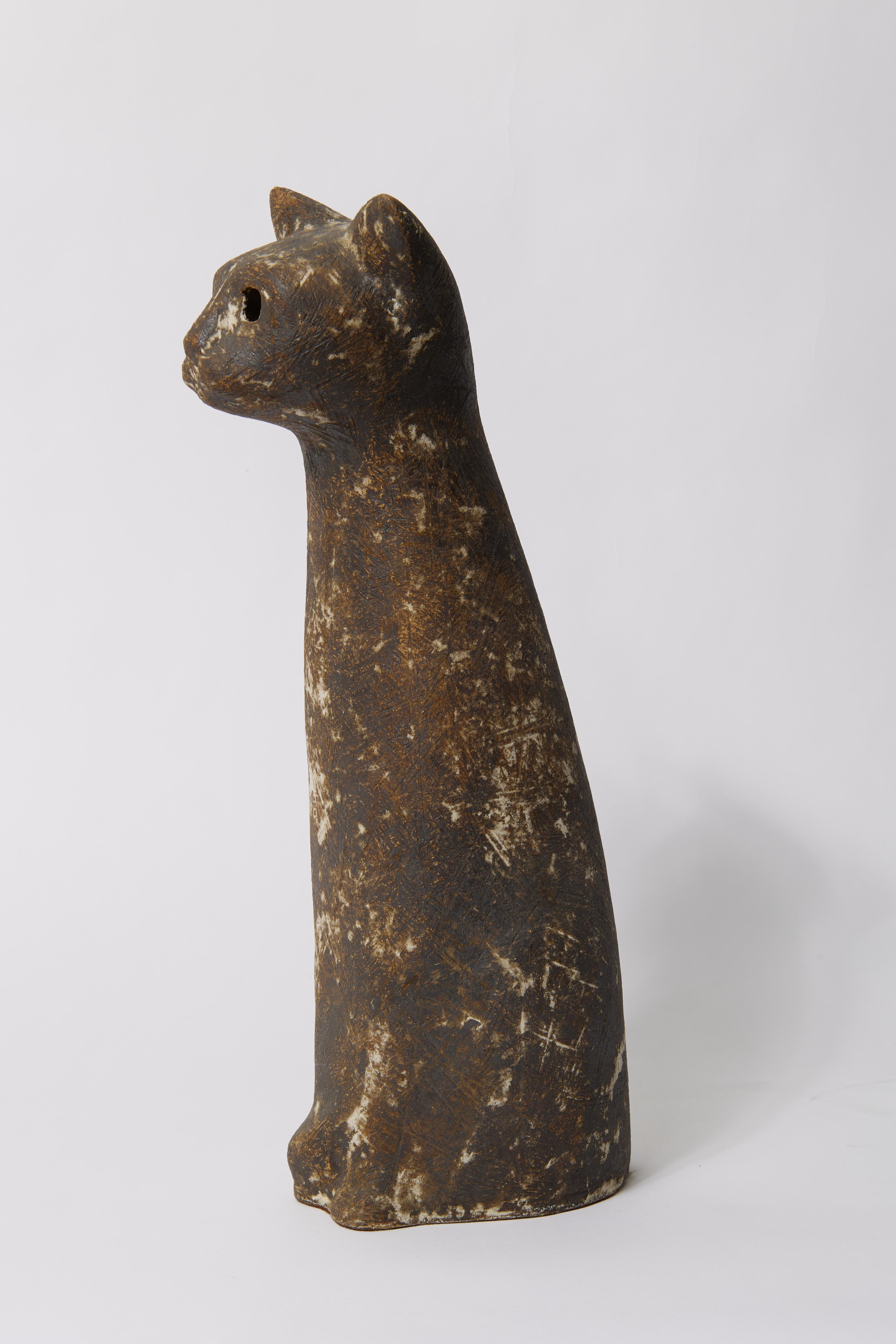 Mid-Century Seated Egyptian Cat, Glazed Stoneware, Cleveland School Artist For Sale 1