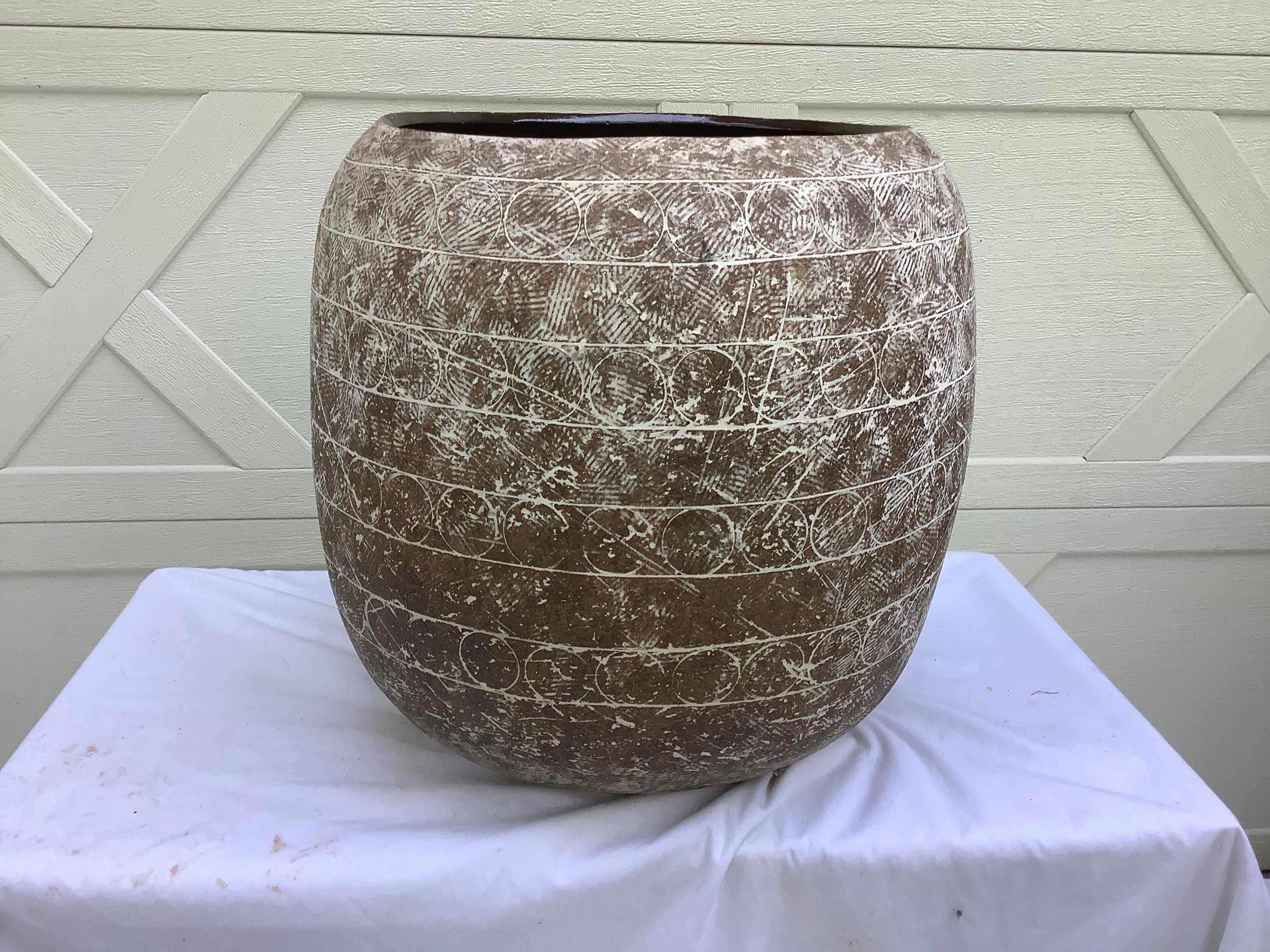 Etched Claude Conover Maach Floor Pot For Sale