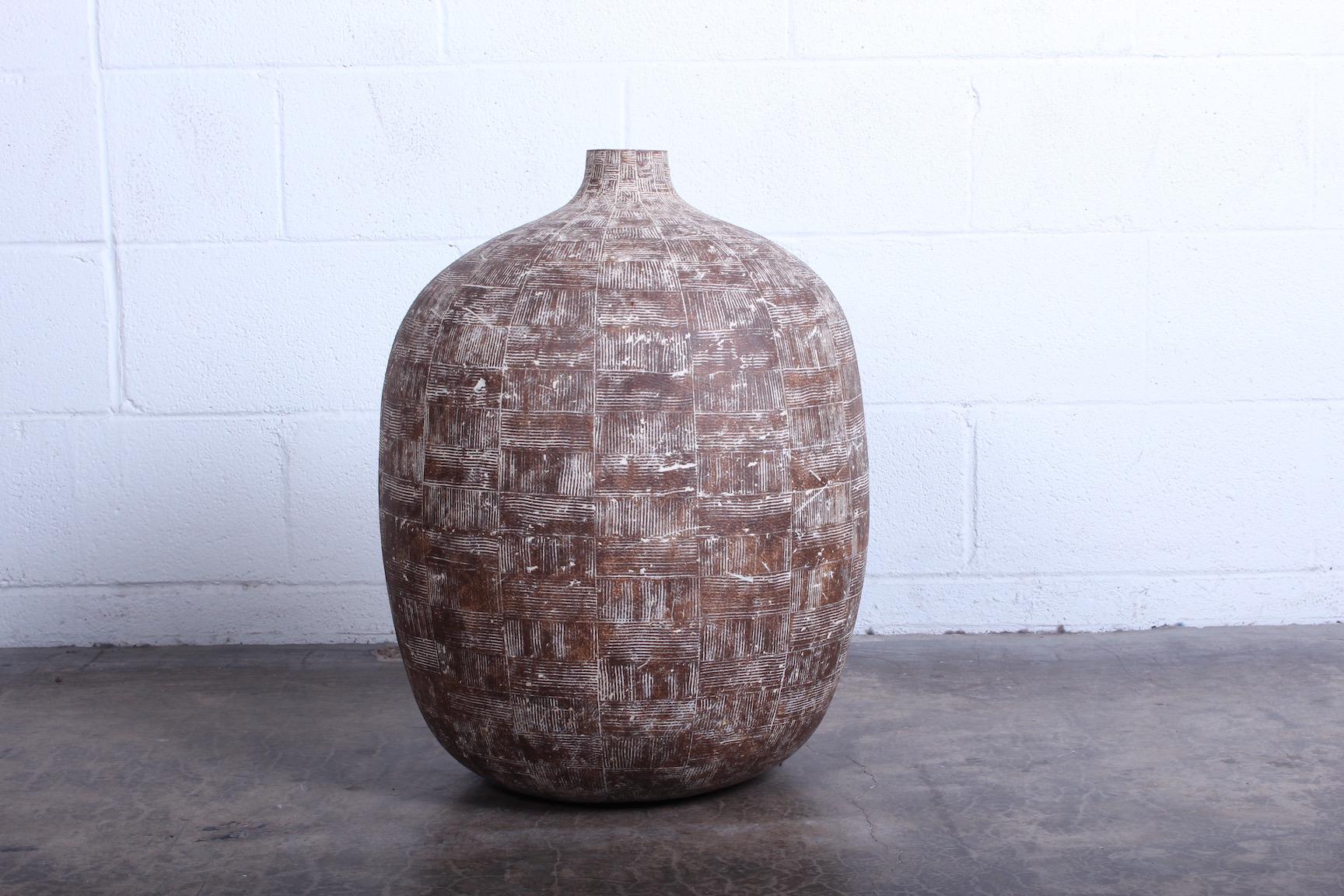 A large ceramic vase by Claude Conover.