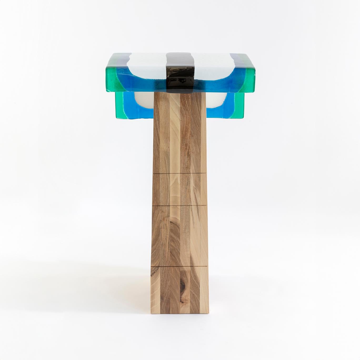 Claude Console Blu by Duccio Maria Gambi in Walnut and Murano Glass For Sale 2