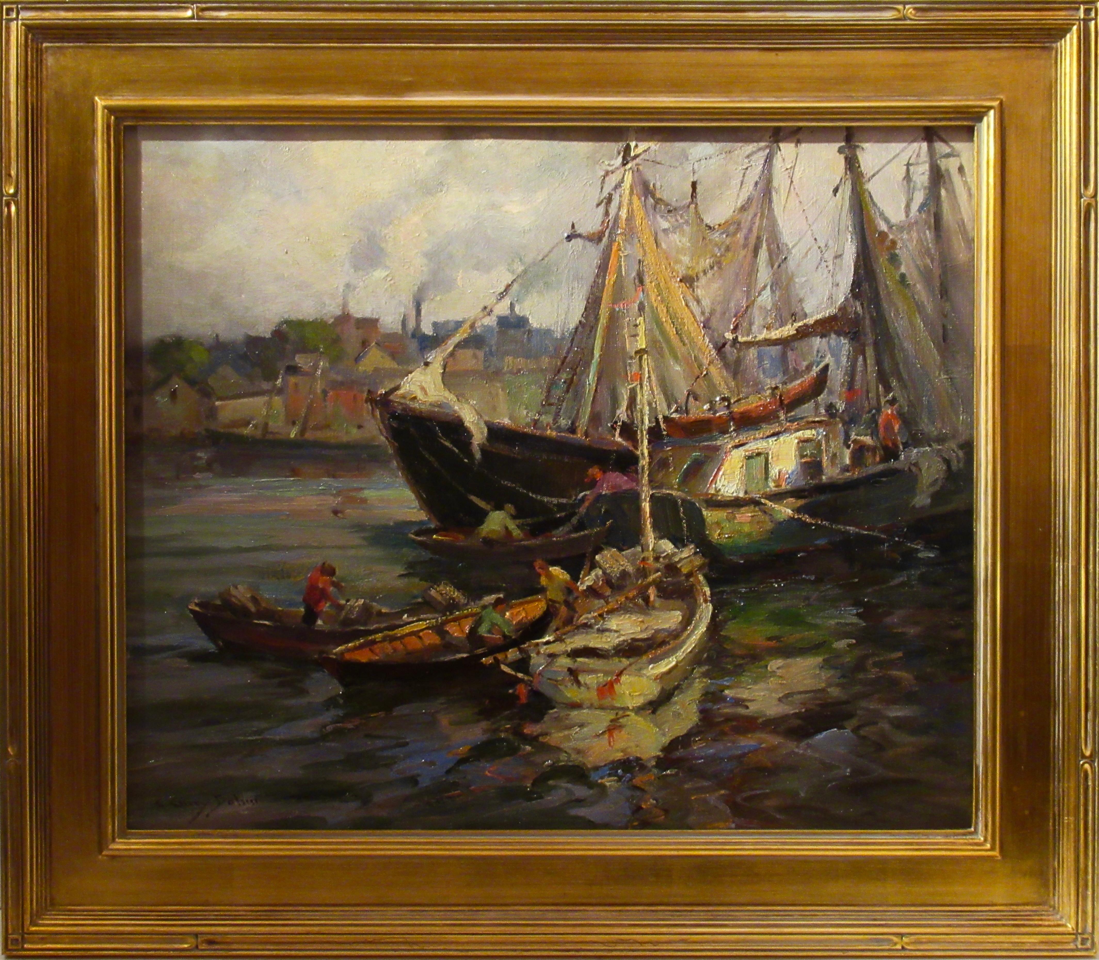 Claude Curry Bohm Landscape Painting - Lobster Fishermen