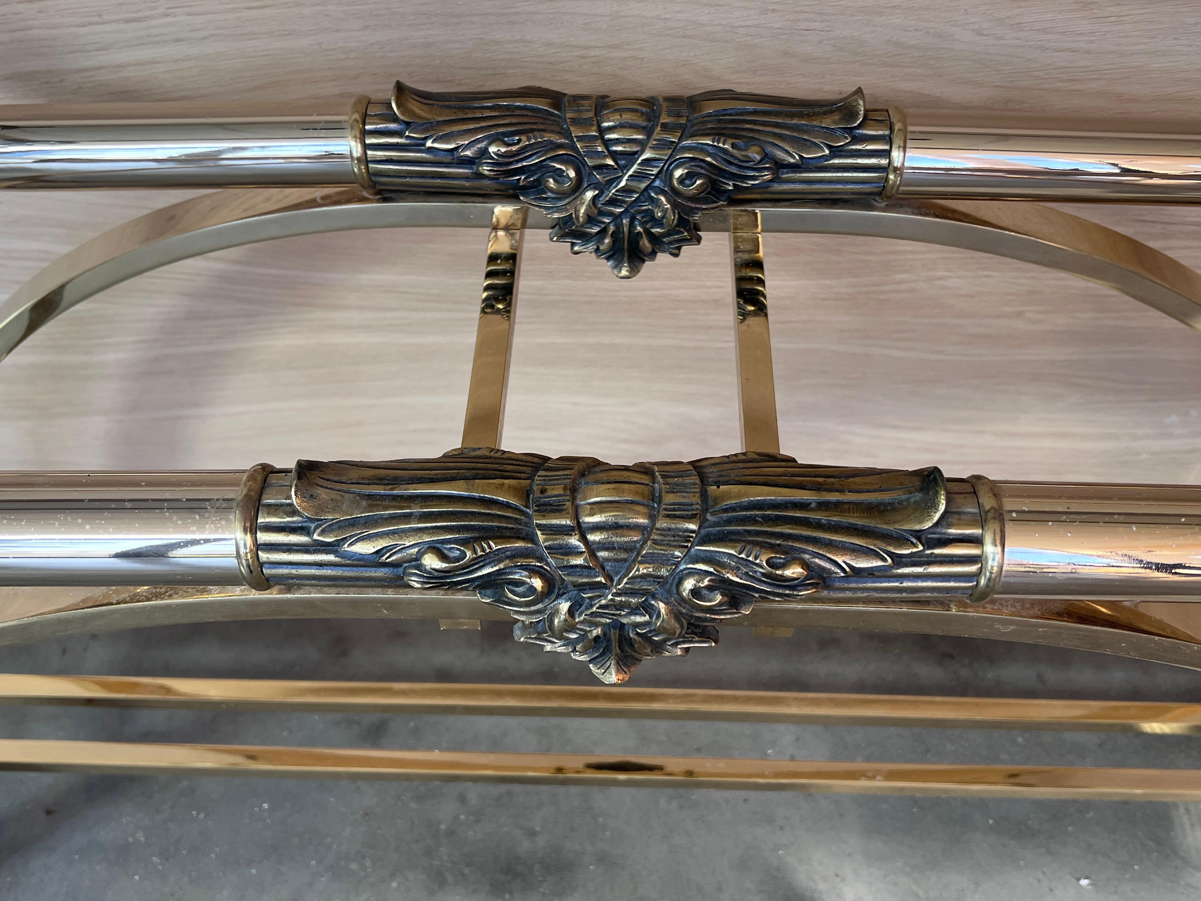 Claude Dalle Style Console Table with Glass Top, Lucite and Bronze For Sale 1