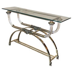 Claude Dalle Stil Konsolentisch mit Glasplatte, Lucite und Bronze