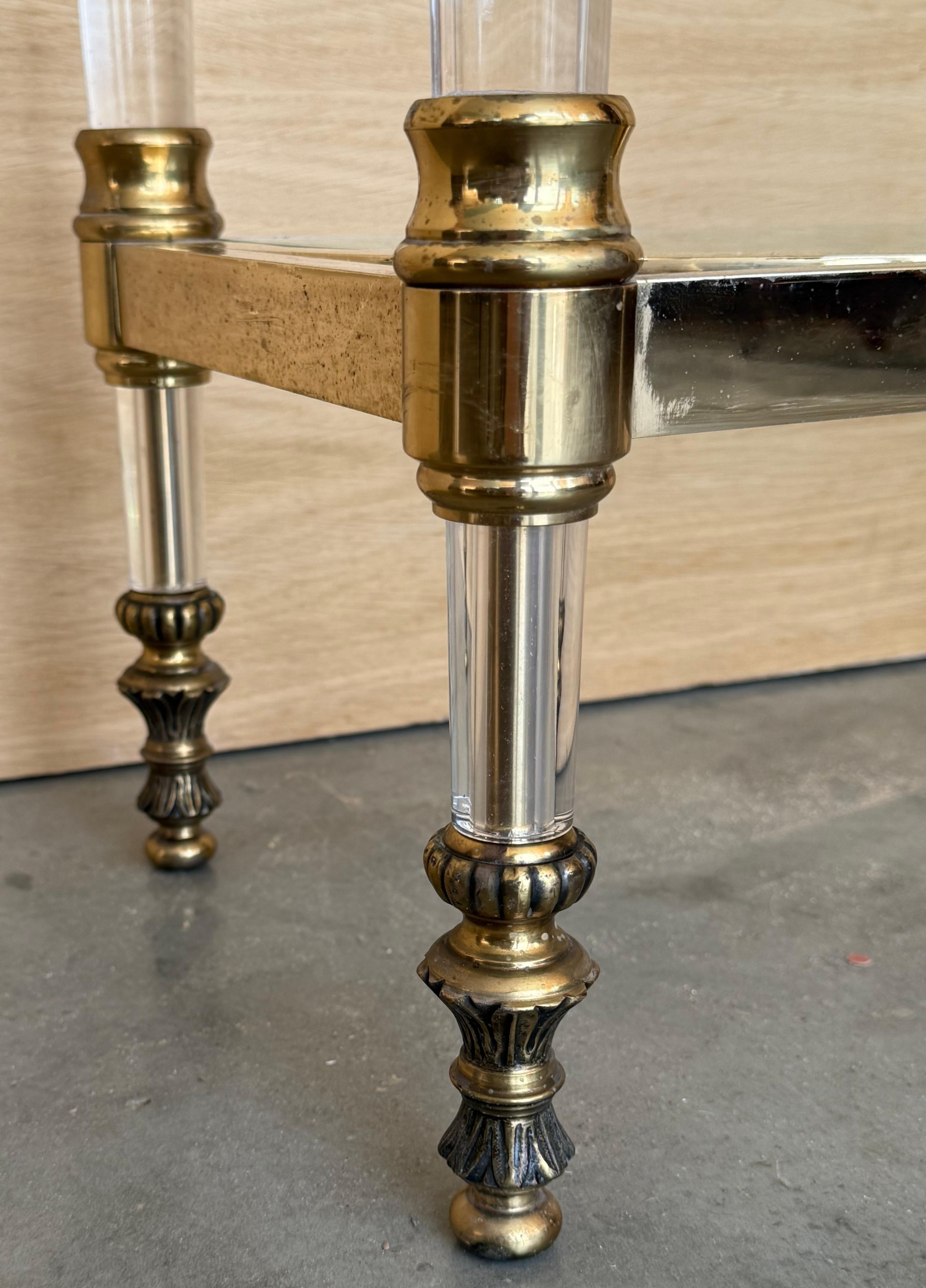 Claude Dalle Style Narrow Console Table with Glass Top, Lucite and Bronze For Sale 4