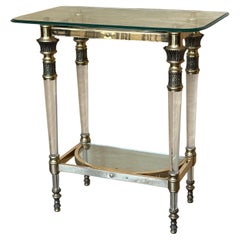 Claude Dalle Style Narrow Console Table with Glass Top, Lucite and Bronze