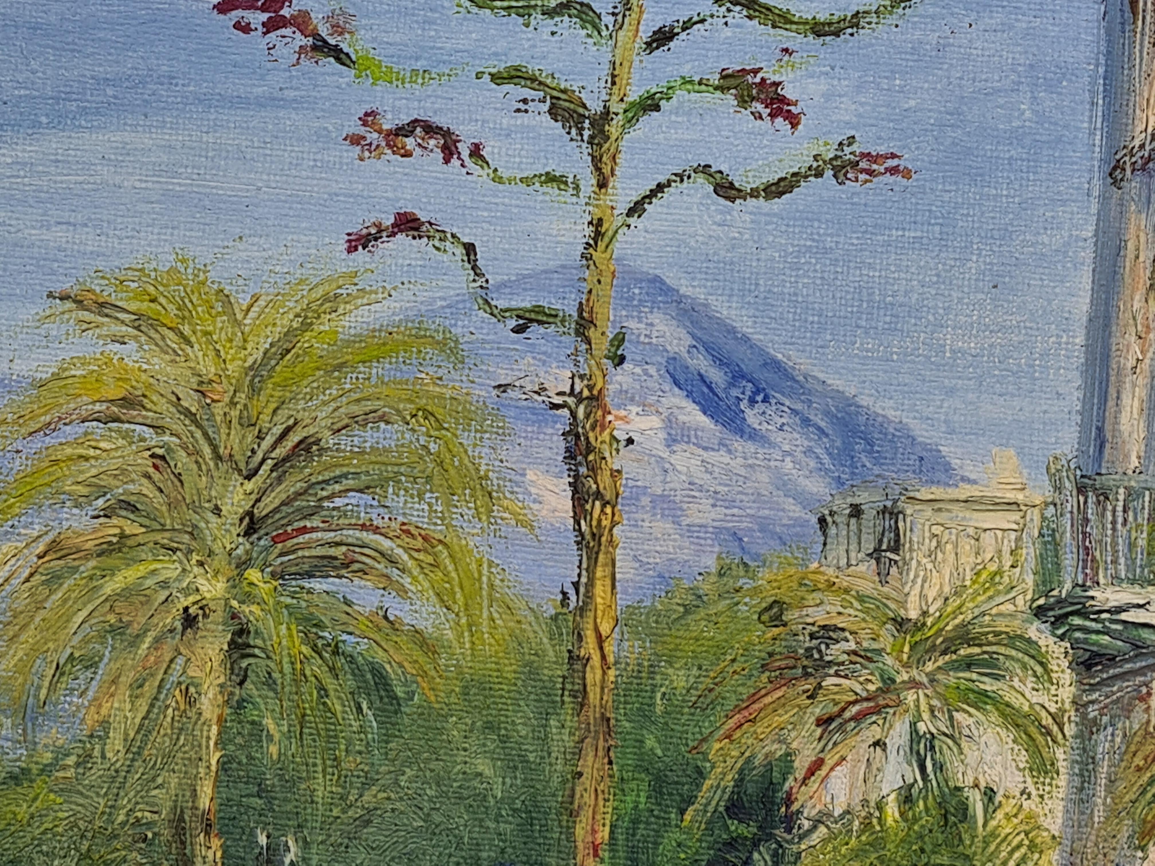 French Impressionist Oil on Canvas Landscape View of Les Villas à Bordighera For Sale 6
