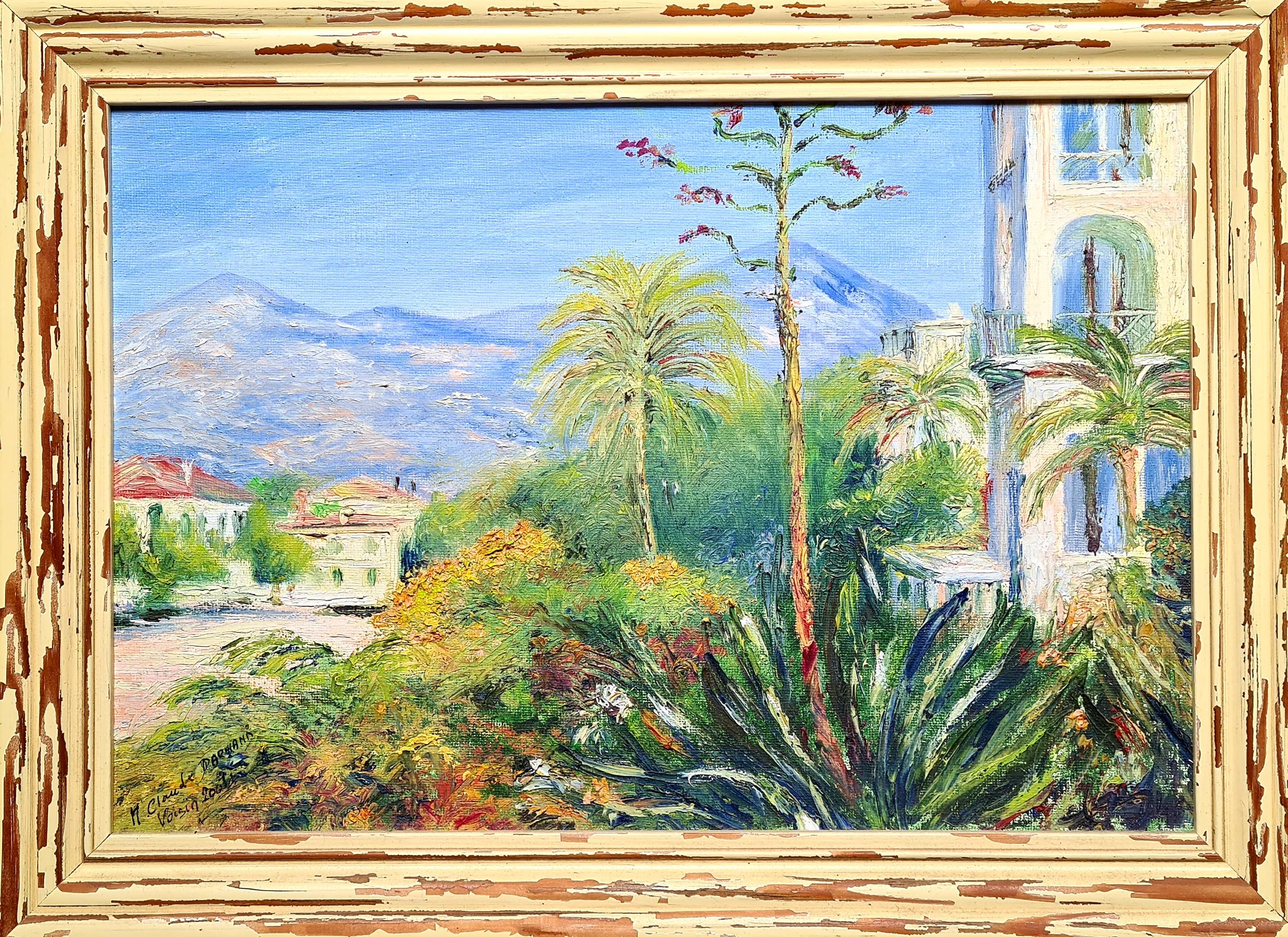 Claude Darmand Landscape Painting - French Impressionist Oil on Canvas Landscape View of Les Villas à Bordighera