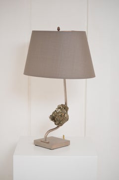 Claude De Muzac - Pyrite and Steel Lamp, Italy, 1970 — Good Vintage Condition