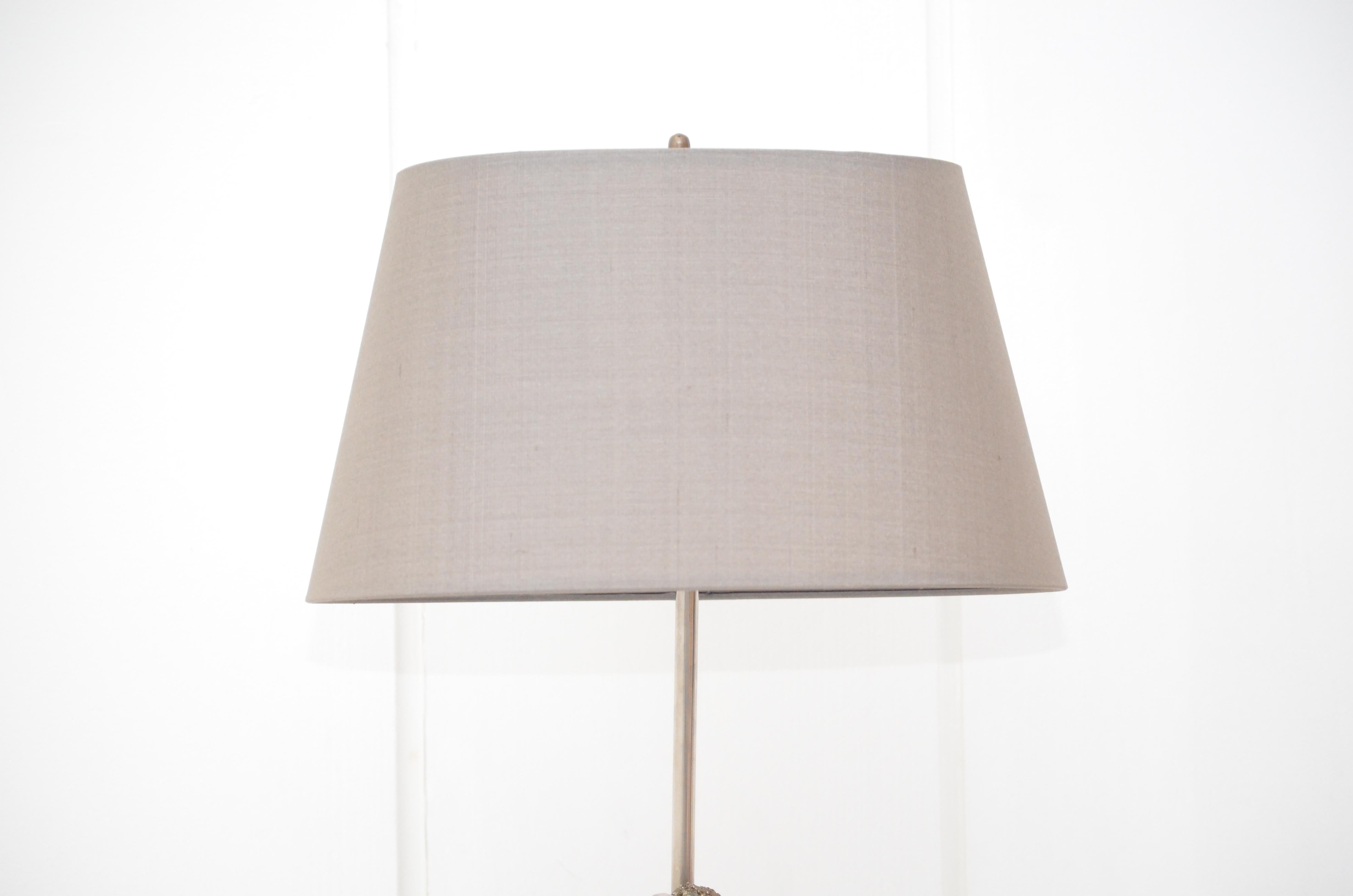 Claude De Muzac - Pyrite and Steel Lamp, Italy, 1970 — Good Vintage Condition For Sale 3