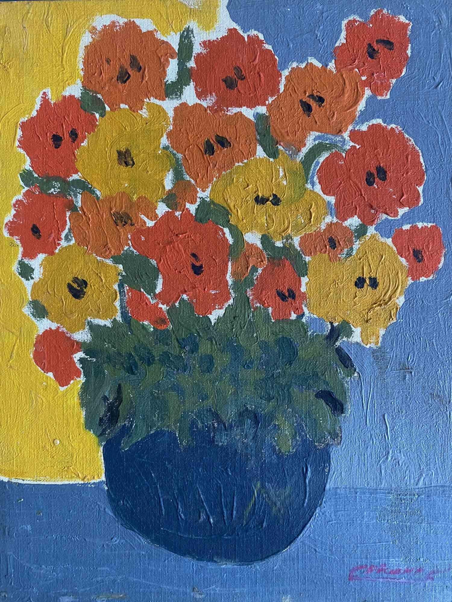 Natura morta è un dipinto realizzato da Claude Decamps negli anni Settanta.

Pittura a olio su tela di cartone.

Firmato a mano sulla parte inferiore.

Buone condizioni.

L'opera d'arte è rappresentata attraverso pennellate morbide e fluide, con