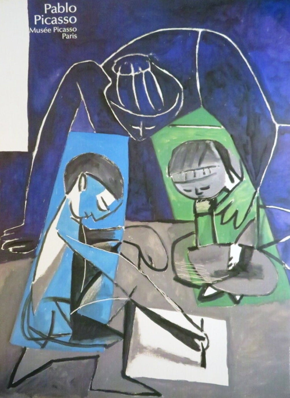 Claude Drawing Françoise and Paloma Original Poster by Pablo Picasso, 1990