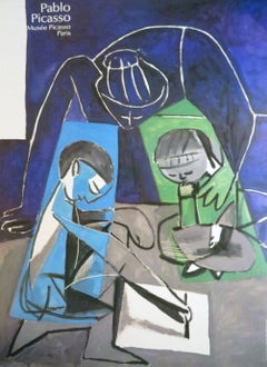 Claude Drawing Françoise and Paloma Original Poster by Pablo Picasso, 1990