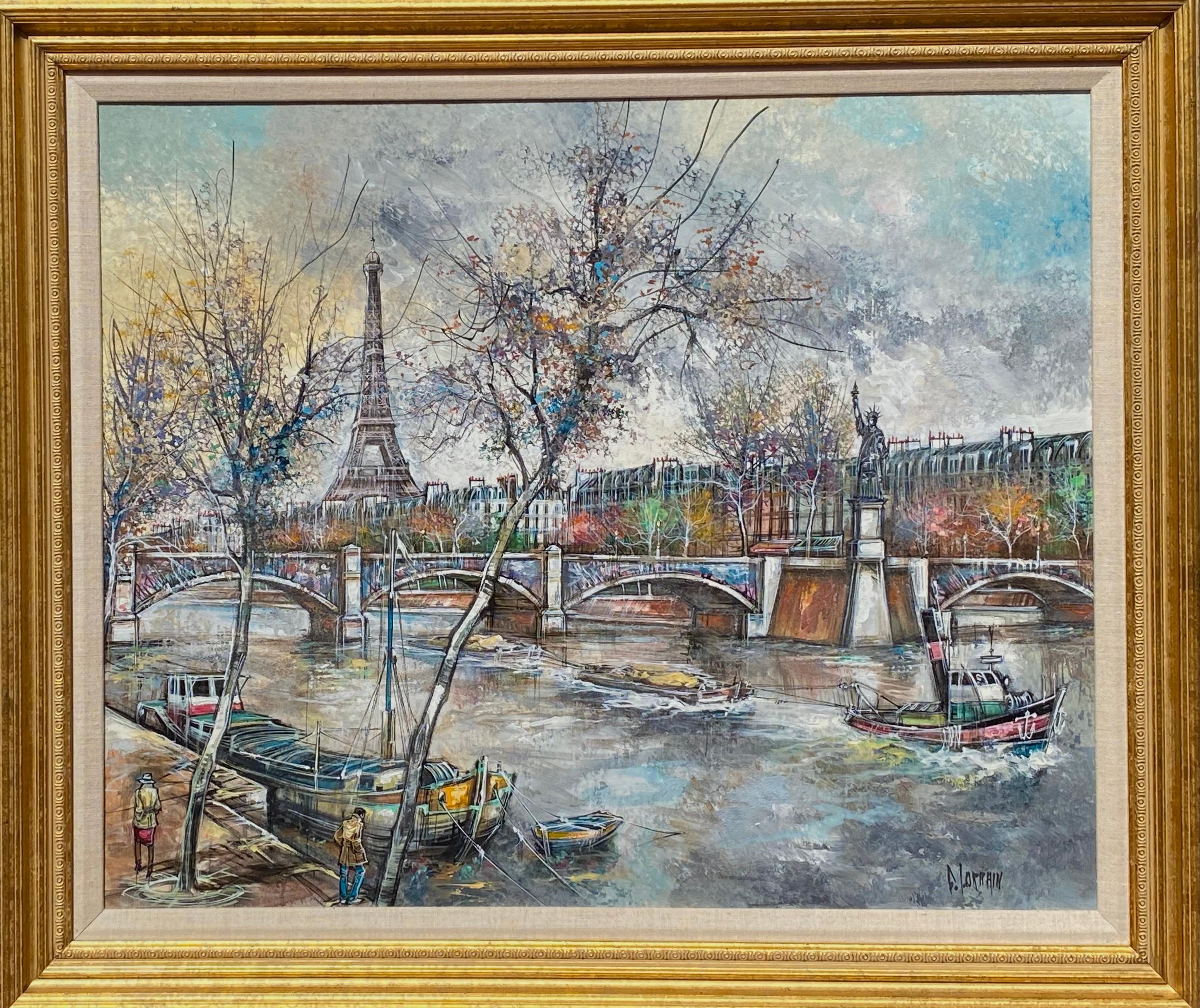 “Pont de Grenelle, Paris” - Painting by Claude Dumont (Claude Lorrain)