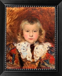 Antique 19th century French Portrait of a boy - 1897 Friendship gift